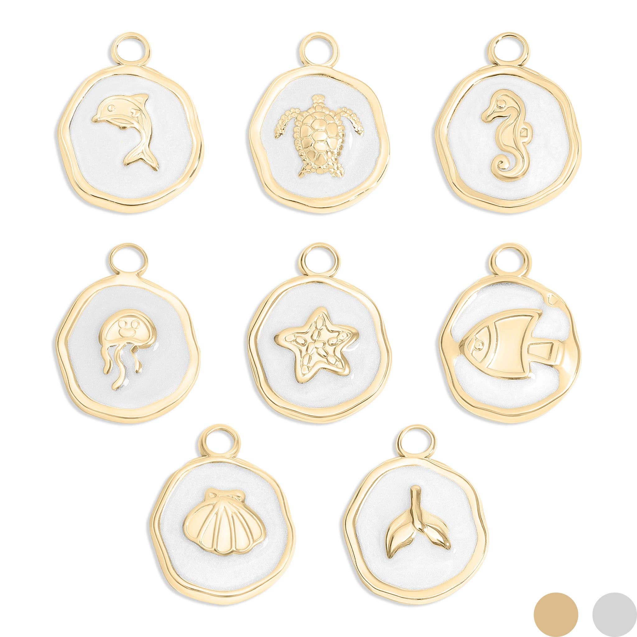 18K Gold PVD Sea Life Epoxy Charms