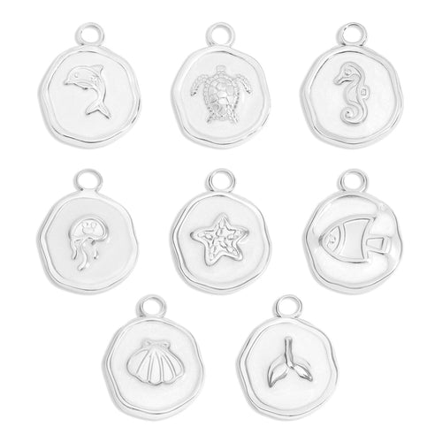 18K Gold PVD Sea Life Epoxy Charms