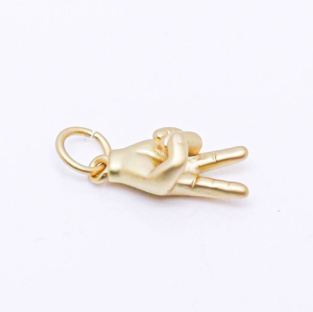 Matte Gold & Silver Peace Hand Sign Charm