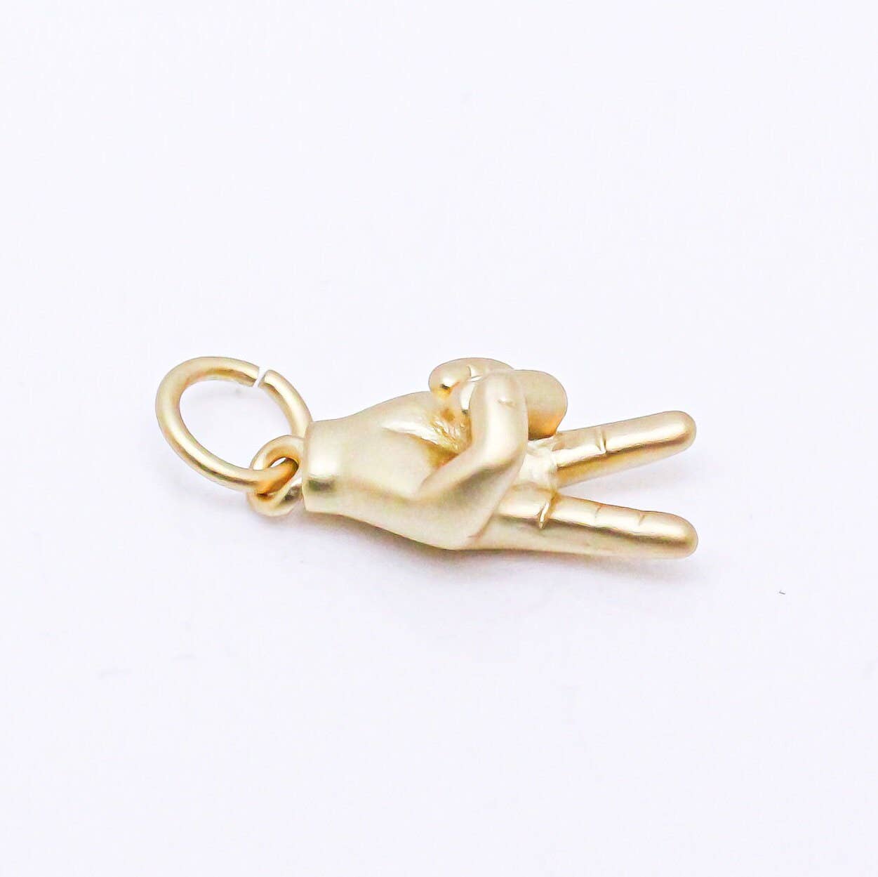 Matte Gold & Silver Peace Hand Sign Charm