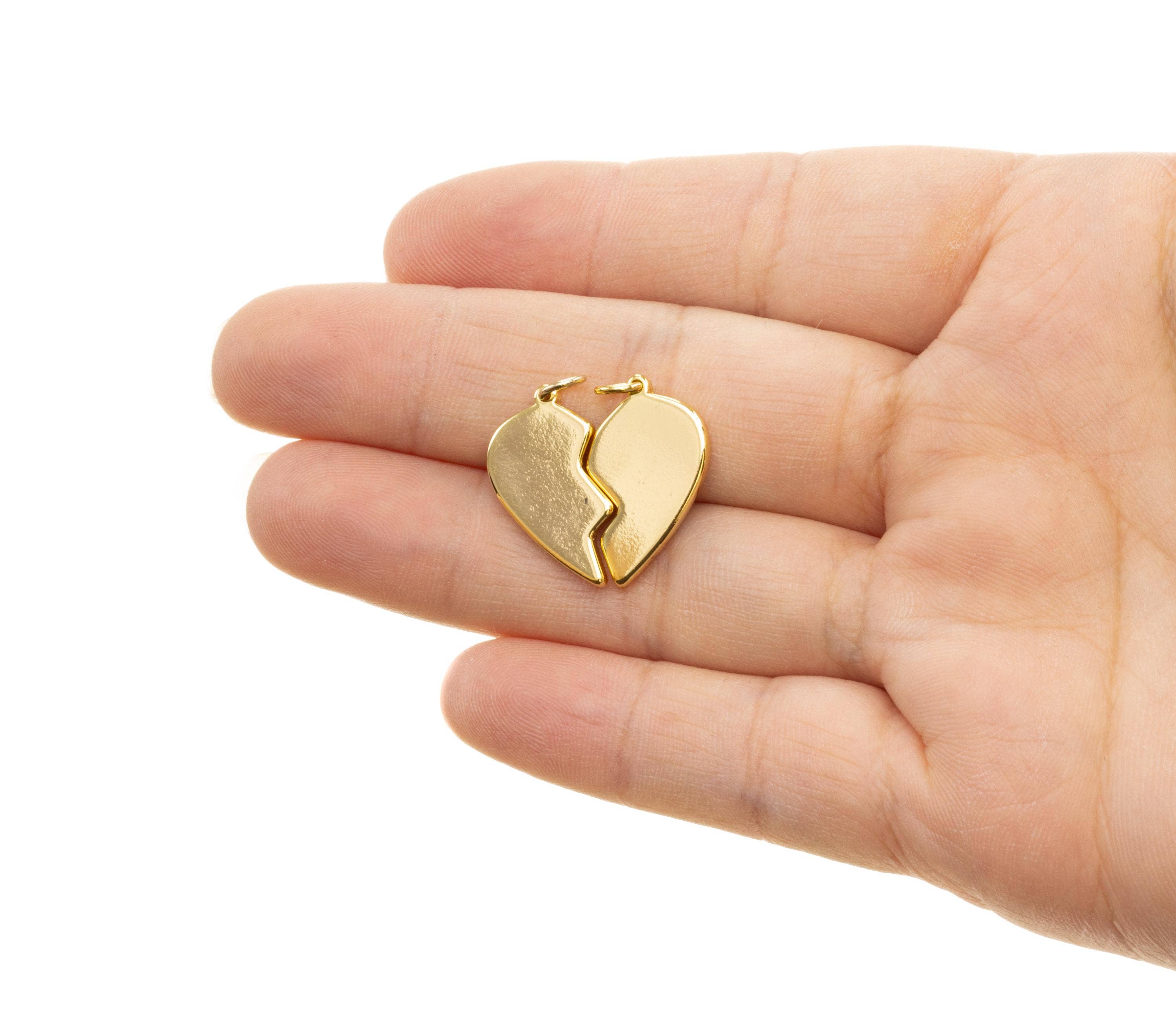 Best Friends Split Heart Charm Set - Gold BFF Charms