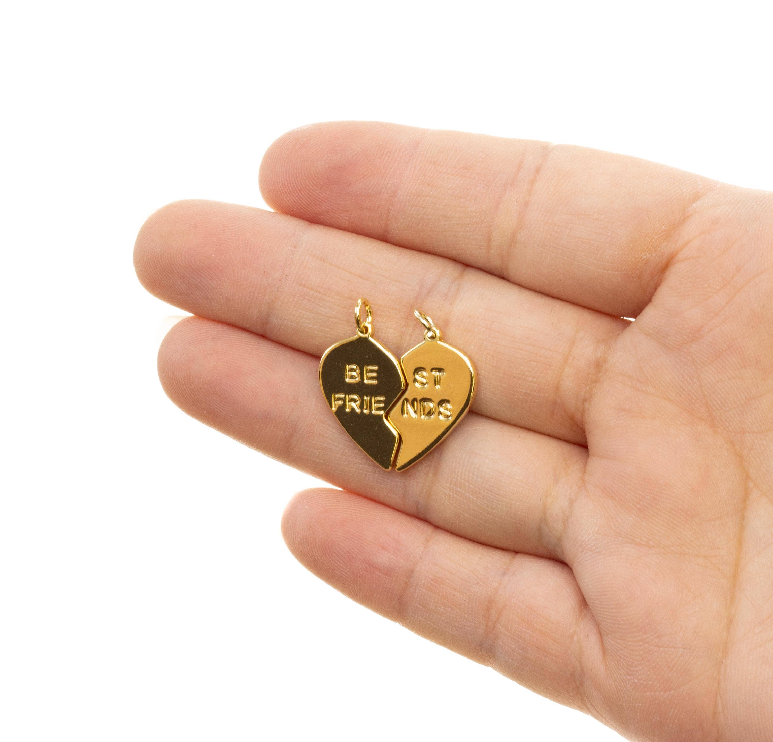 Best Friends Split Heart Charm Set - Gold BFF Charms