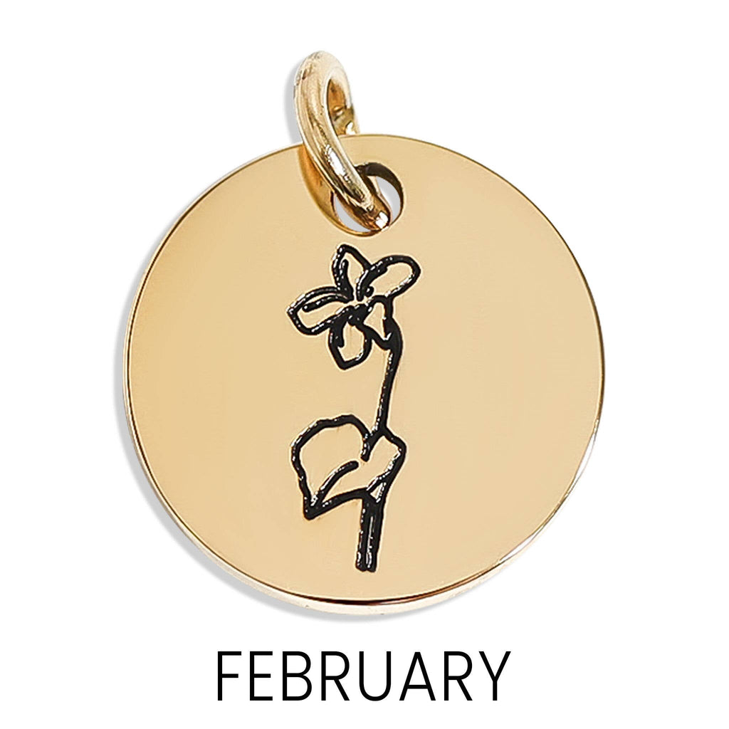 18K Gold PVD Stainless Steel Birth Flower Charm