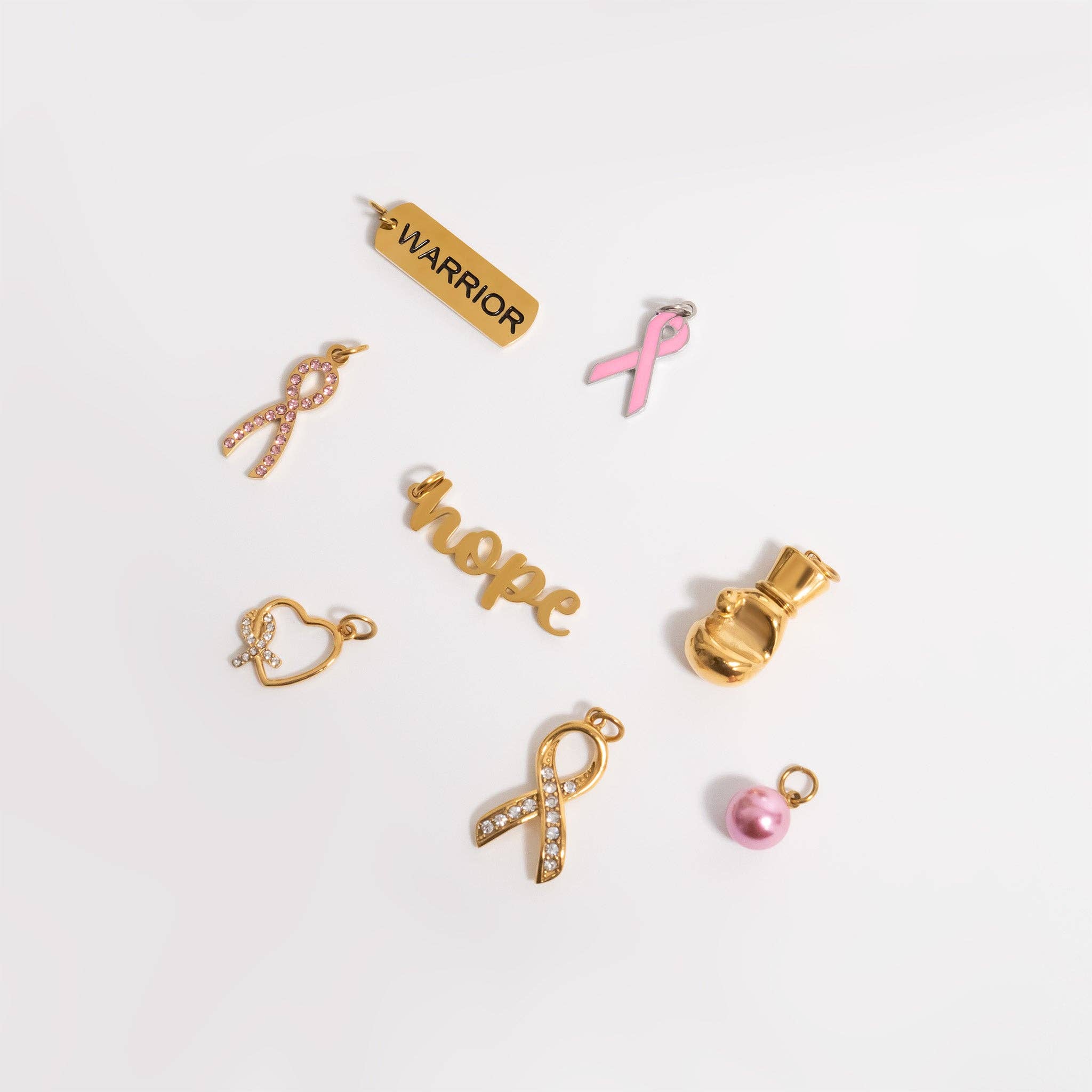 Breast Cancer Awareness Pink Ribbon Charm