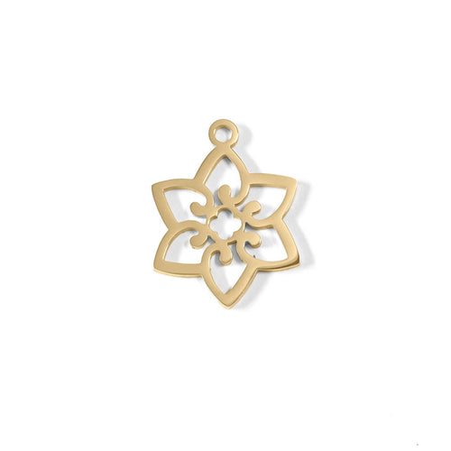18K Gold PVD Stainless Steel Flower Charm / PDL0082