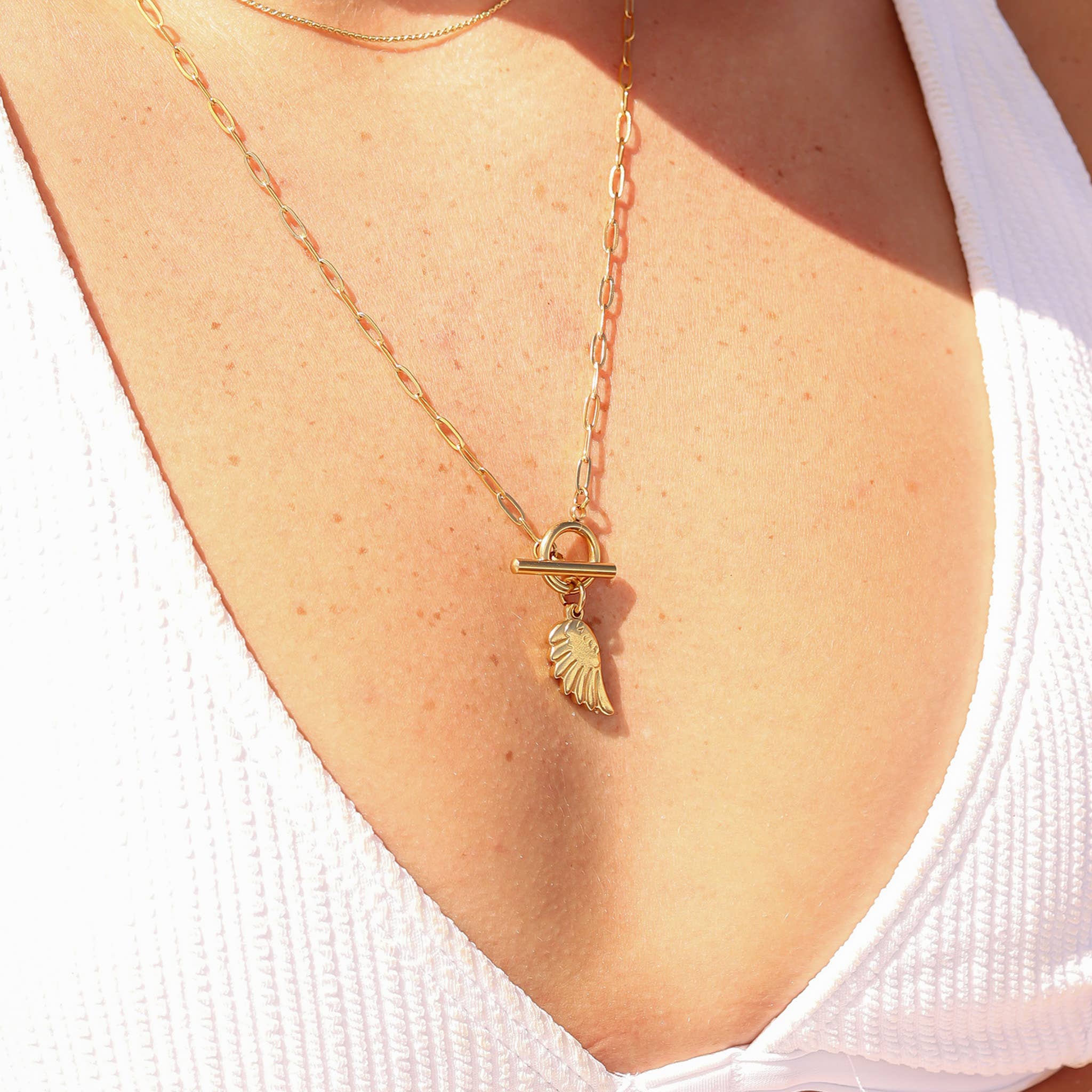 18K Gold PVD Stainless Steel Small Angel Wing Charm