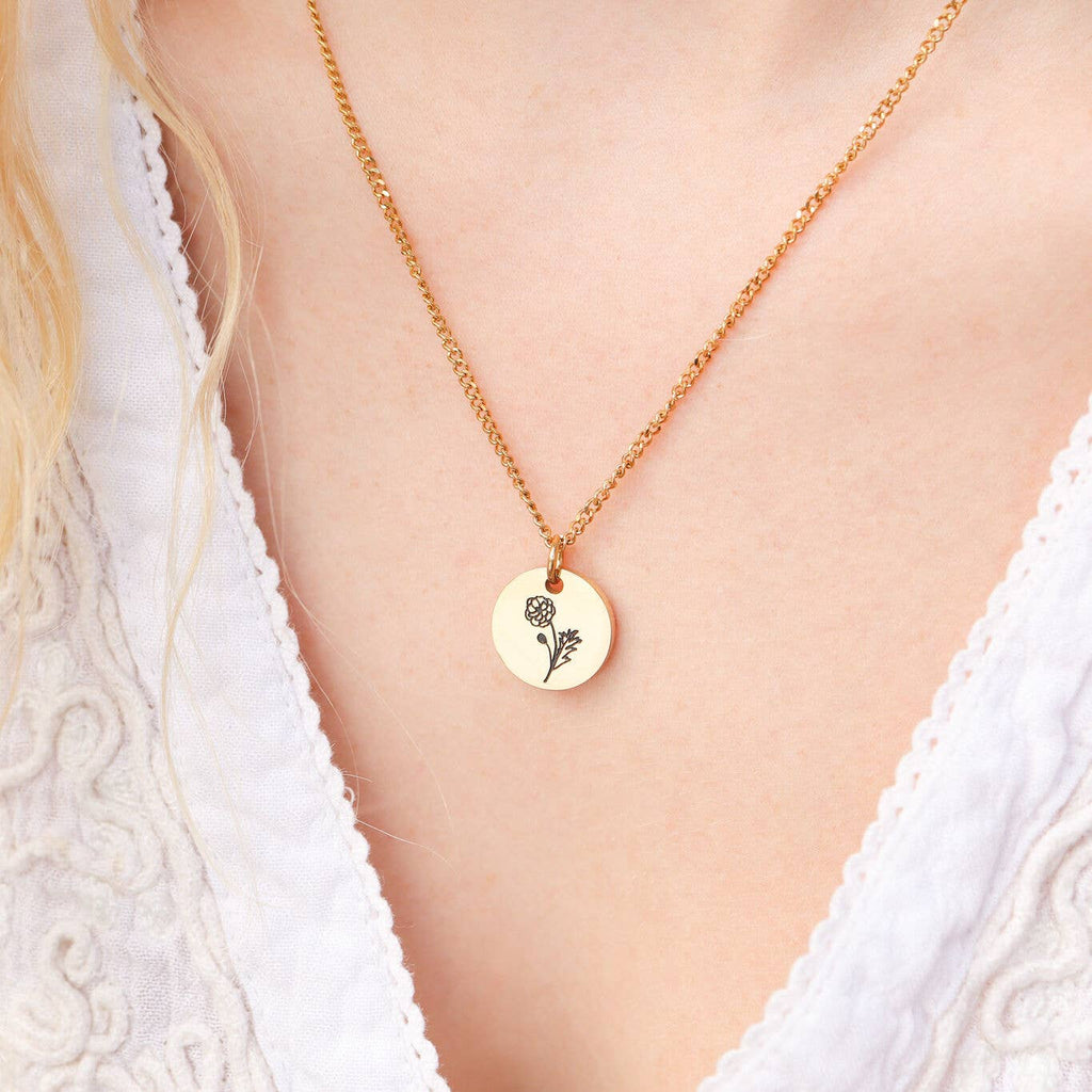 18K Gold PVD Stainless Steel Birth Flower Charm