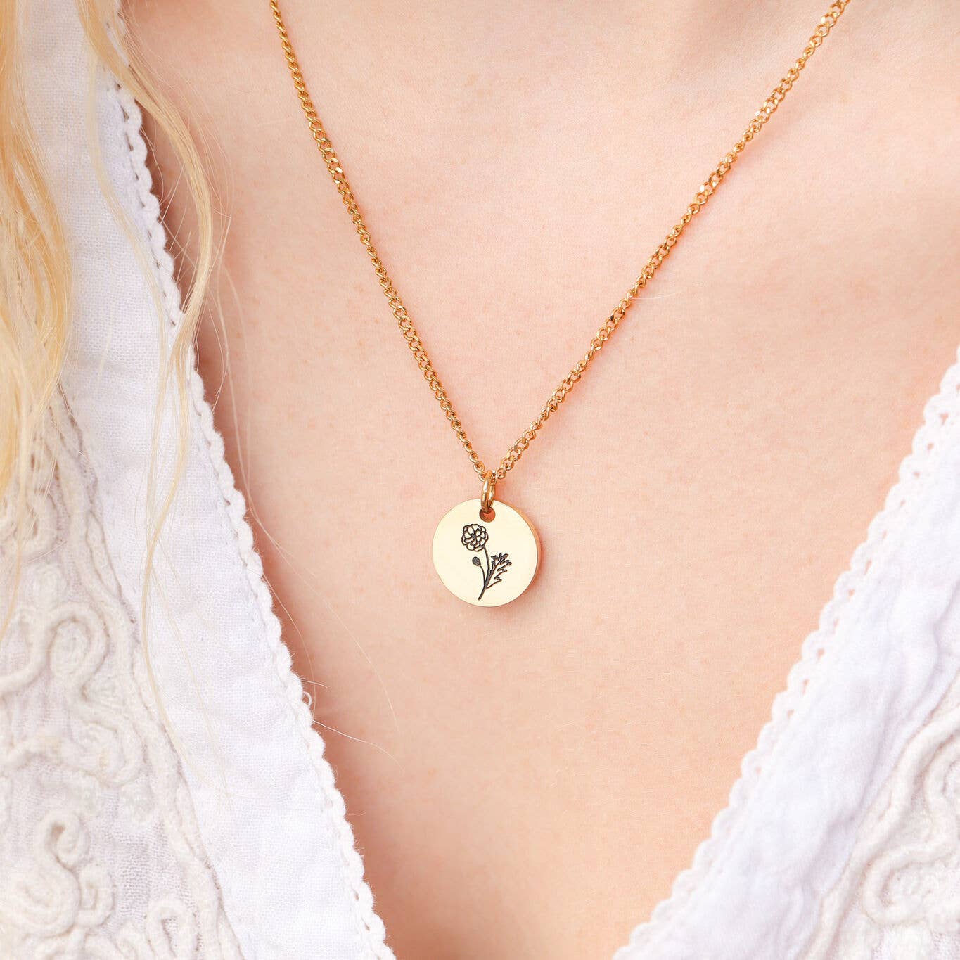 18K Gold PVD Stainless Steel Birth Flower Charm