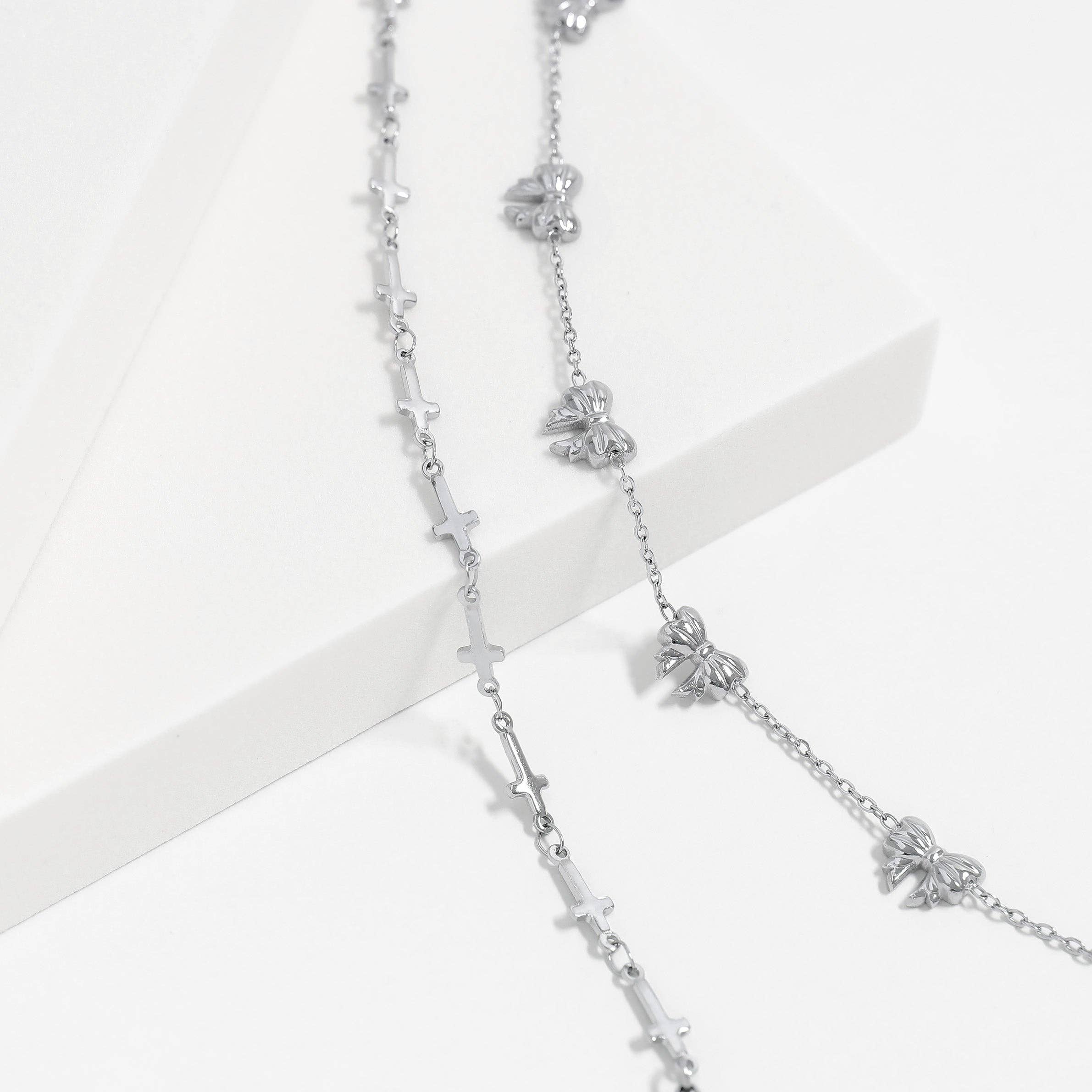 18K Gold PVD Stainless Steel Cross Chain Bracelet