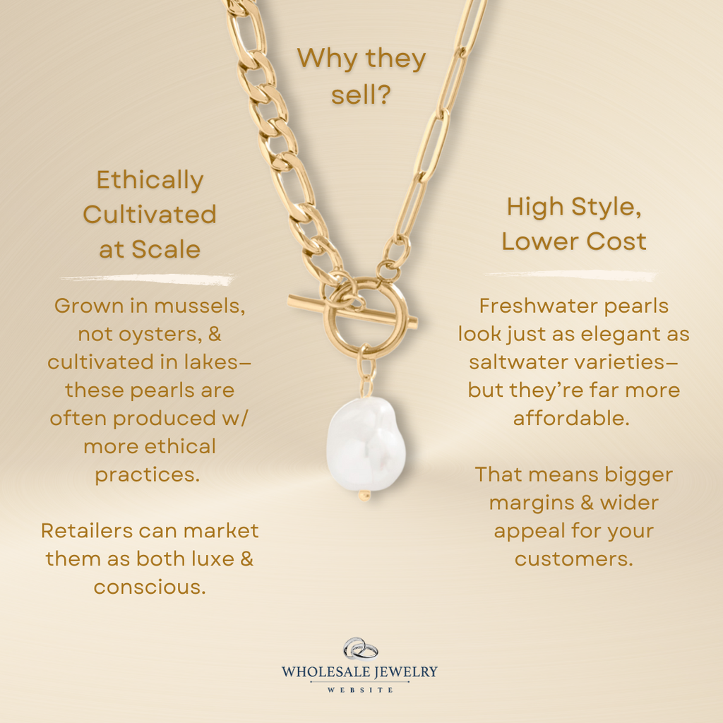 Freshwater Pearl Paperclip Split Chain Charm Holder Necklace
