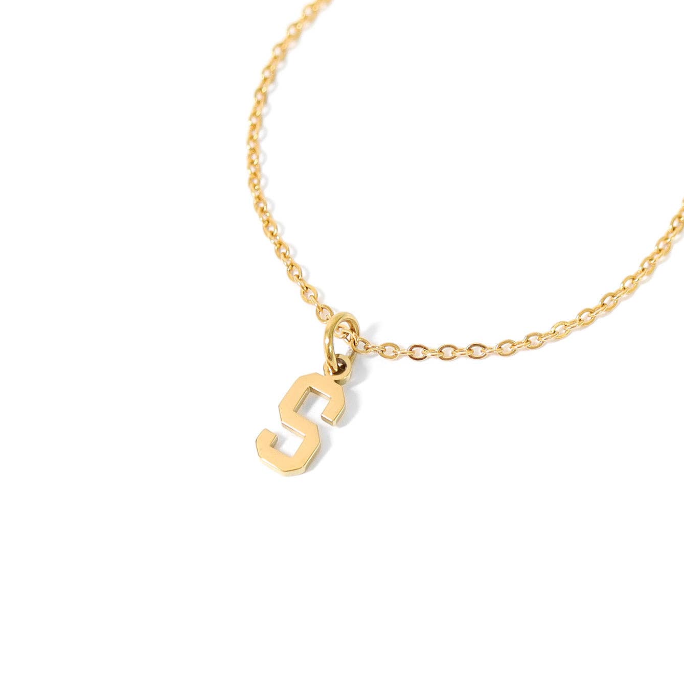 18K Gold PVD Stainless Steel Small Sport Letter Charm