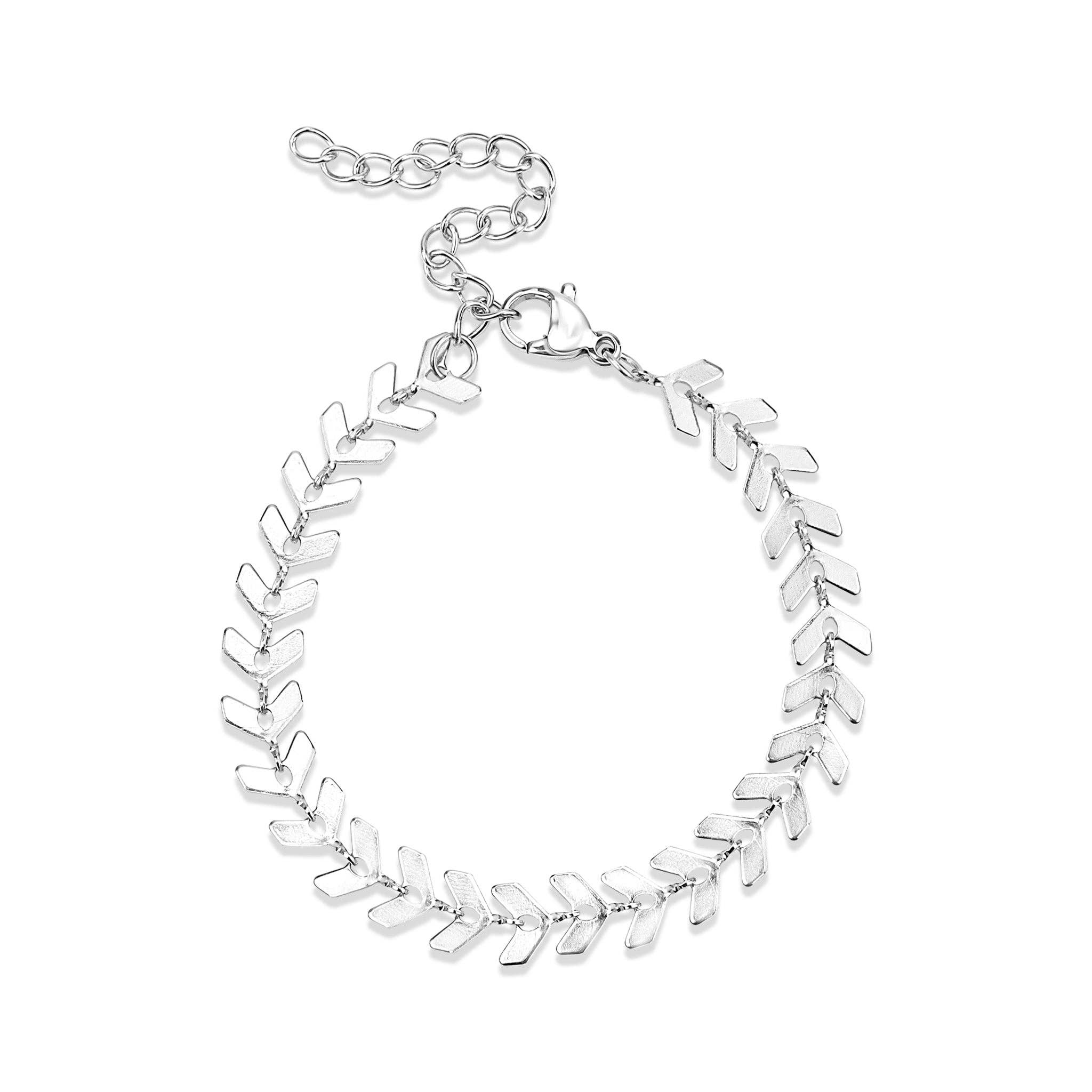 Stainless Steel Gold Chevron Chain Bracelet