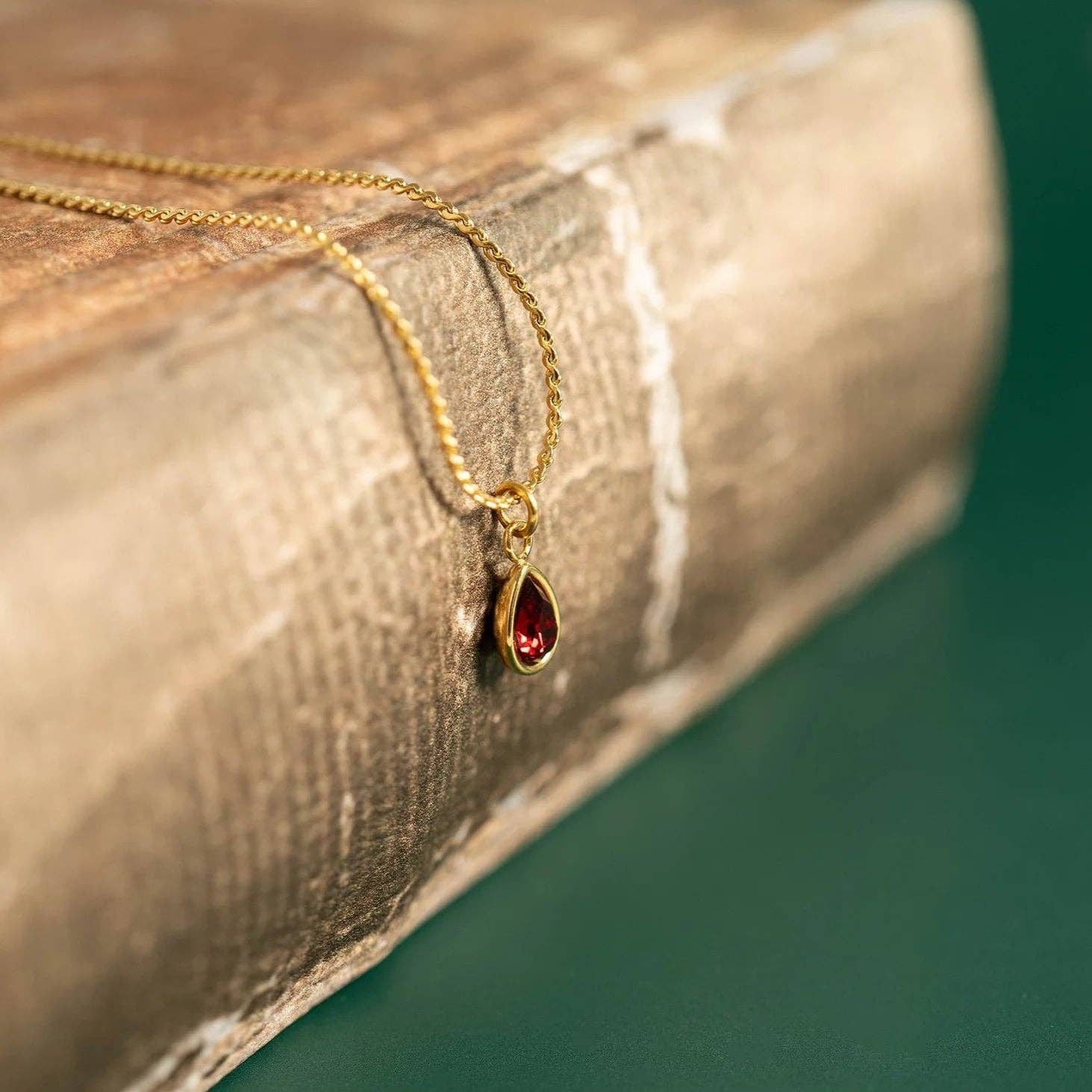 18K Gold PVD Teardrop Birthstone Charm