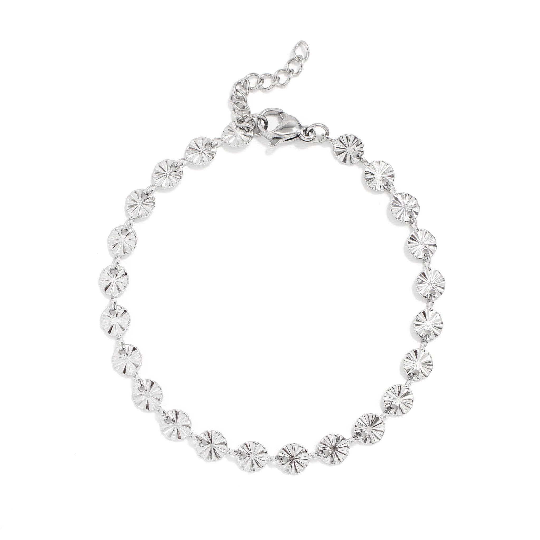 18K Gold PVD Stainless Steel Sunburst Chain Bracelet