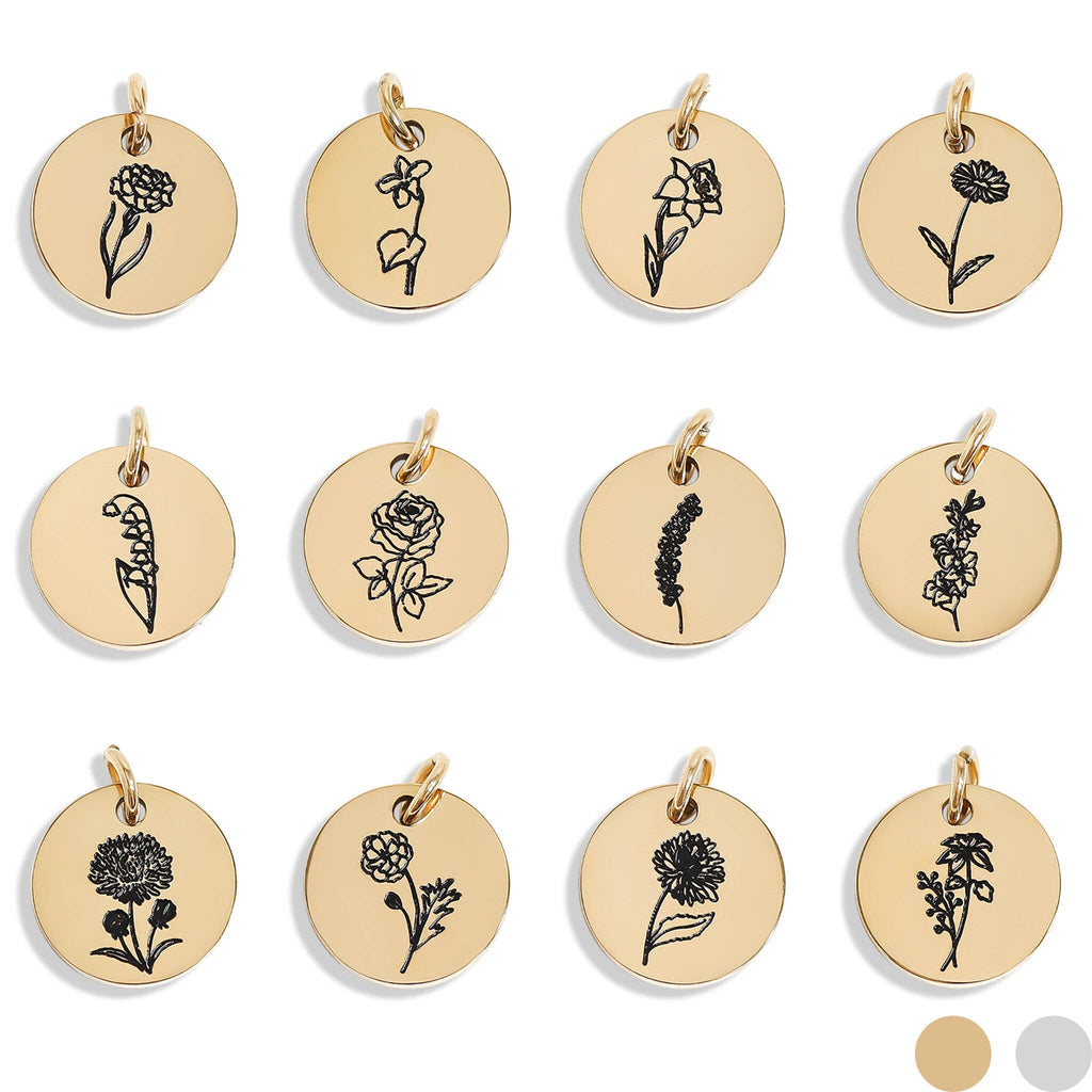 18K Gold PVD Stainless Steel Birth Flower Charm
