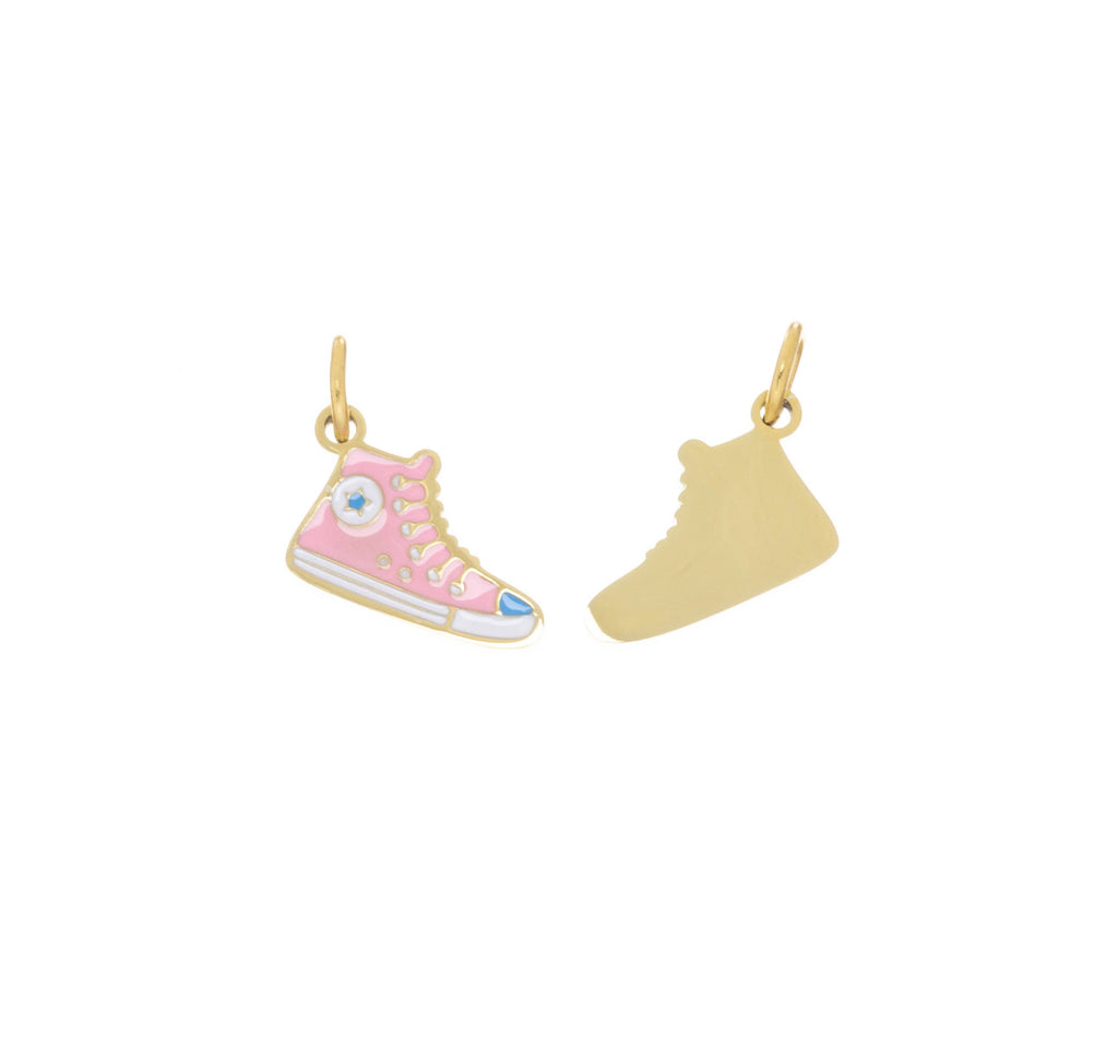 Gold Pink Sneaker Shoe Charm