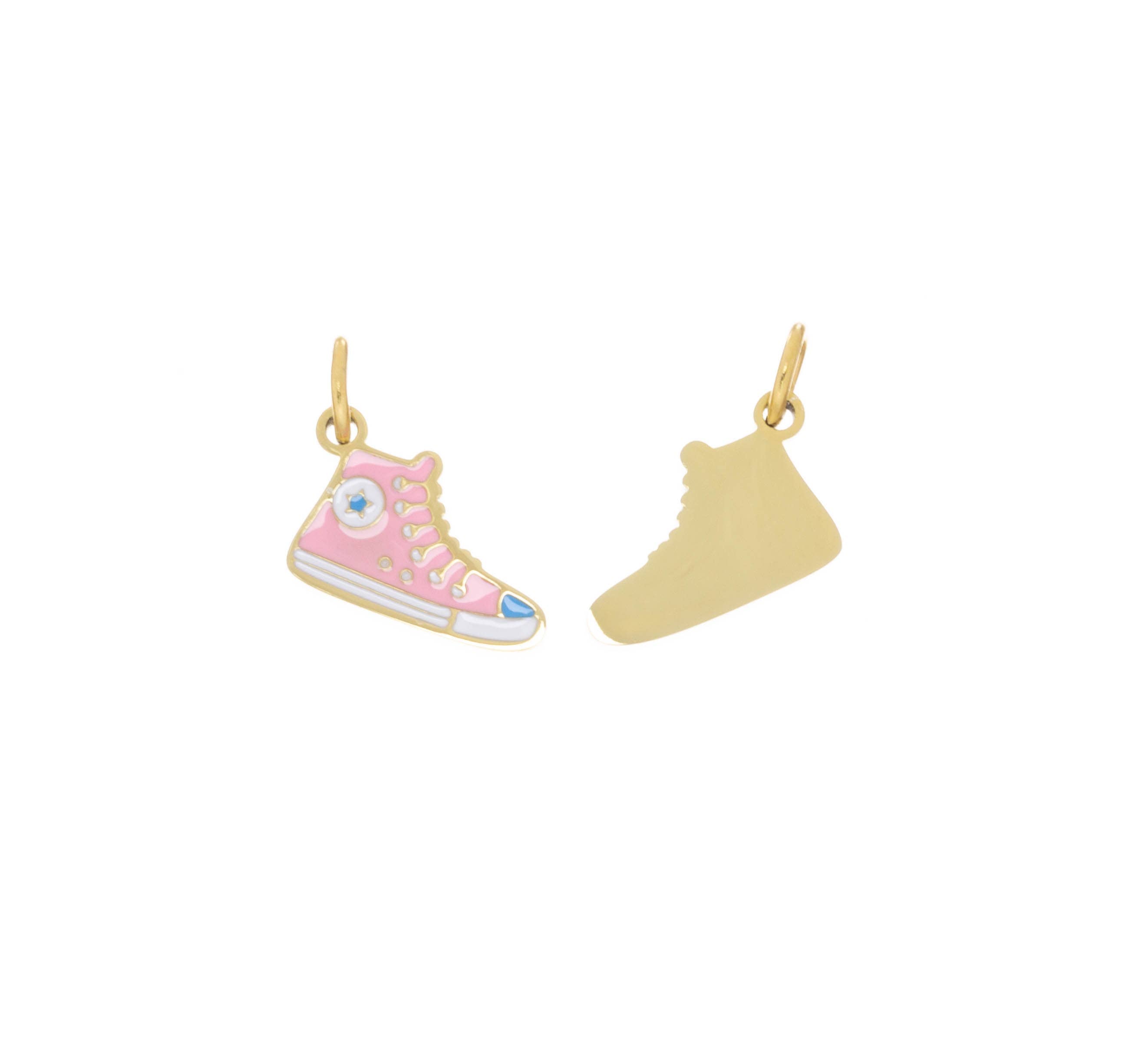 Gold Pink Sneaker Shoe Charm