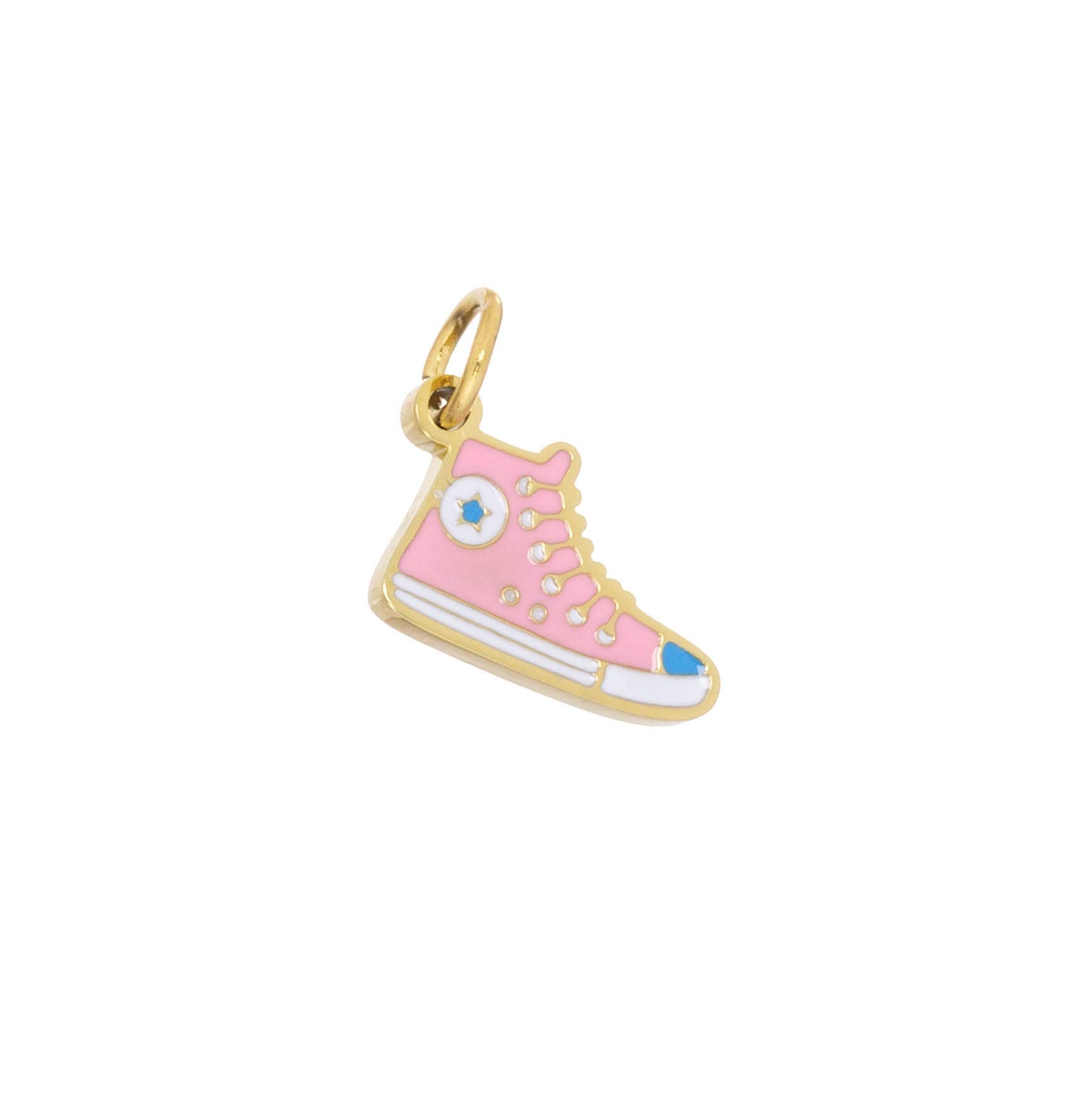 Gold Pink Sneaker Shoe Charm