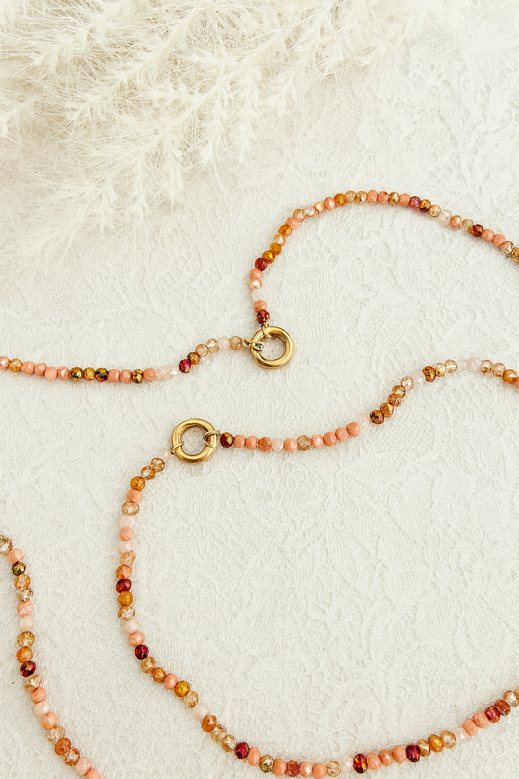Brown Beaded Matching Charm Necklace and Bracelet Set