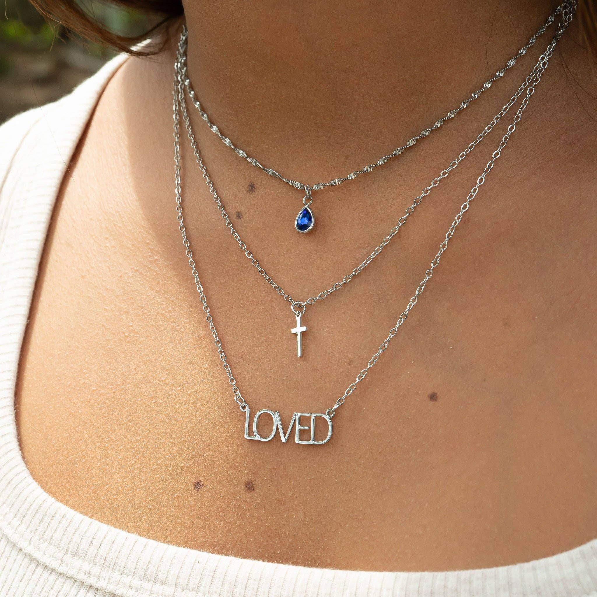 Stainless Steel Teardrop Birthstone Charm
