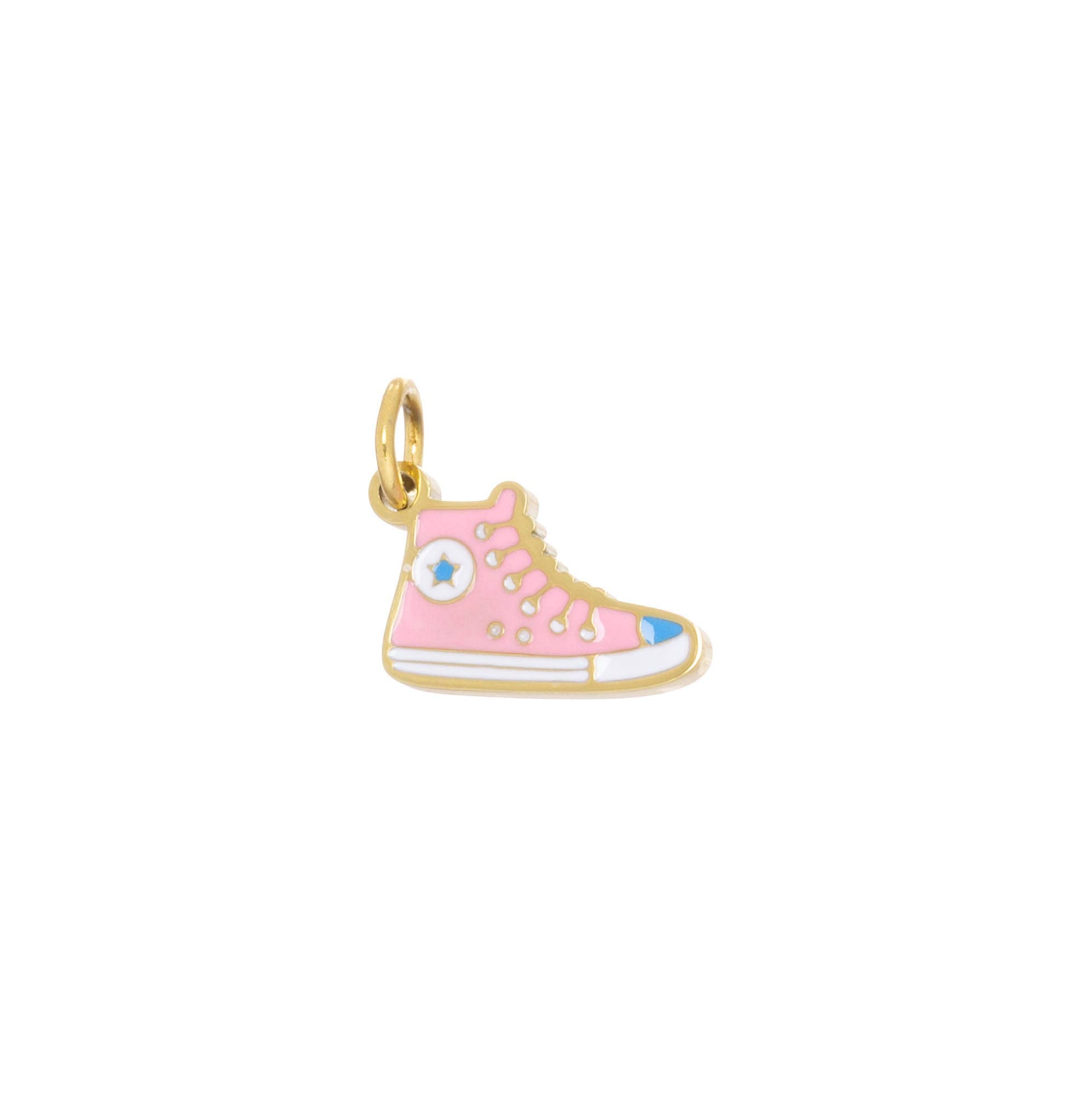 Gold Pink Sneaker Shoe Charm