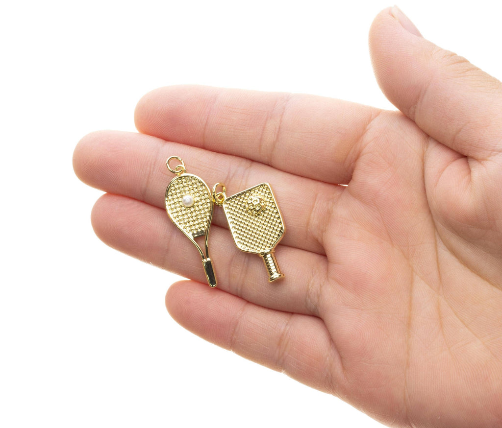 Gold Pickleball Racket Charm