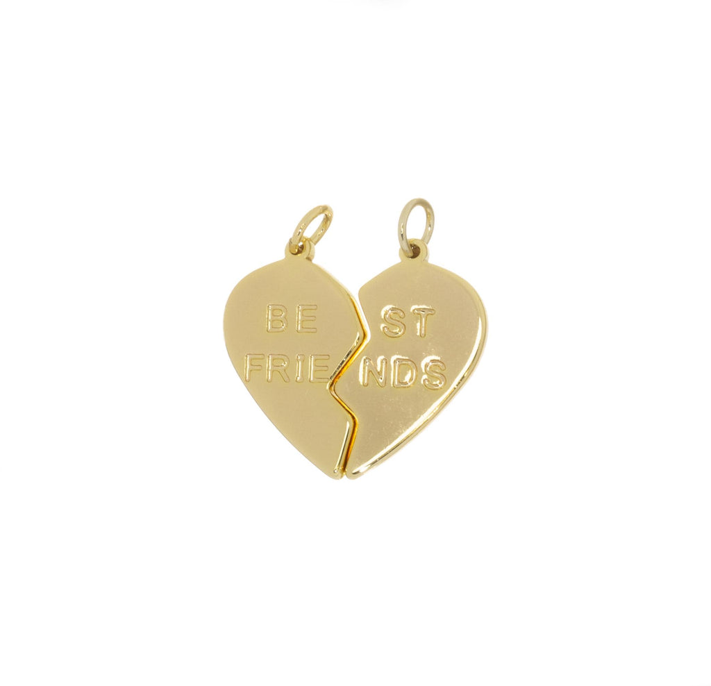 Best Friends Split Heart Charm Set - Gold BFF Charms