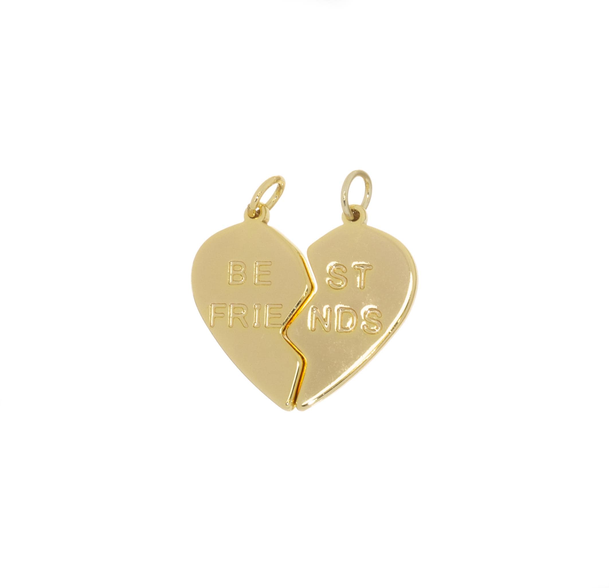 Best Friends Split Heart Charm Set - Gold BFF Charms