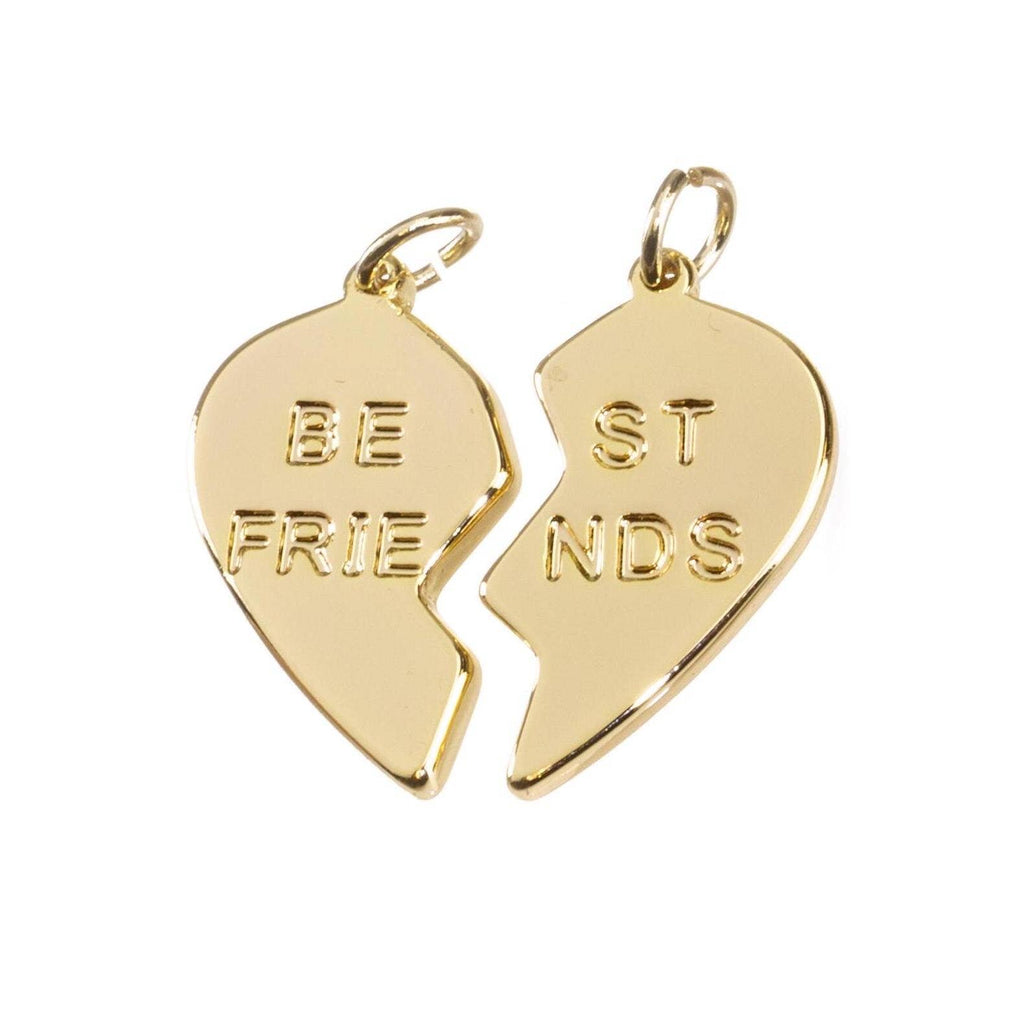 Best Friends Split Heart Charm Set - Gold BFF Charms