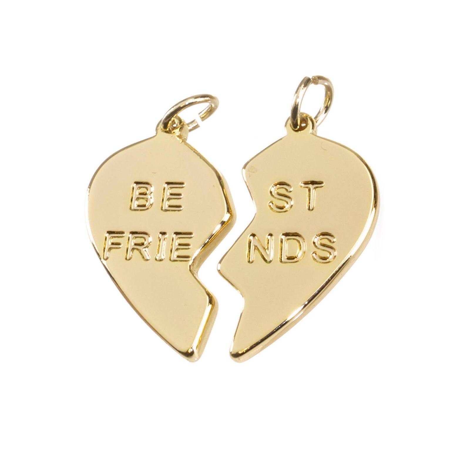 Best Friends Split Heart Charm Set - Gold BFF Charms