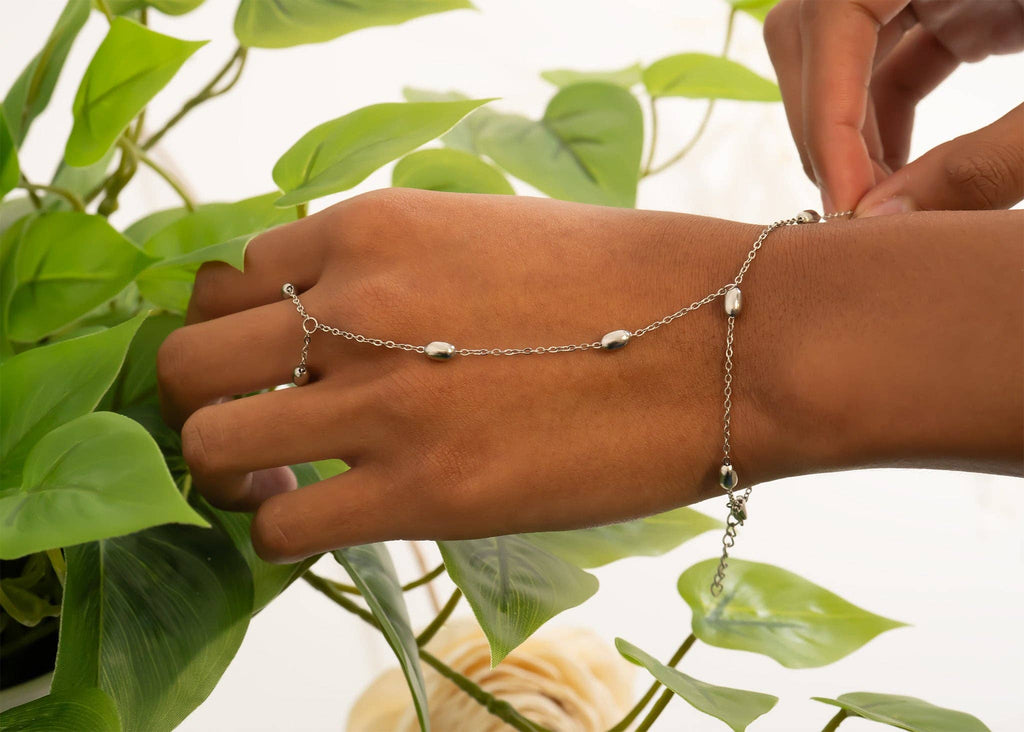 18K Gold PVD Stainless Steel Statement Bead Hand Chain