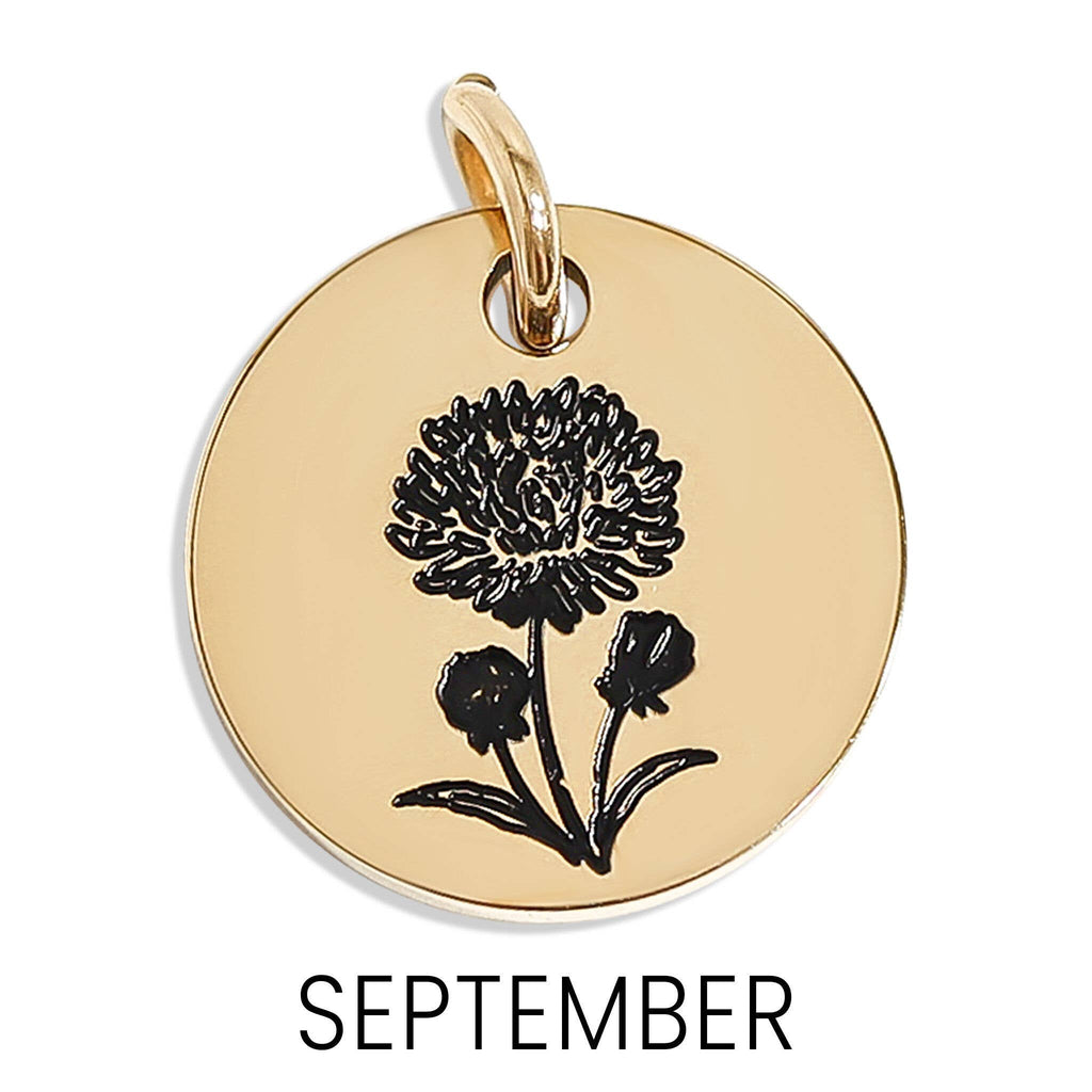 18K Gold PVD Stainless Steel Birth Flower Charm