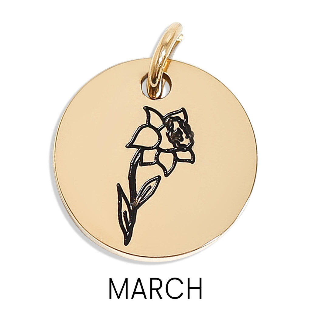 18K Gold PVD Stainless Steel Birth Flower Charm