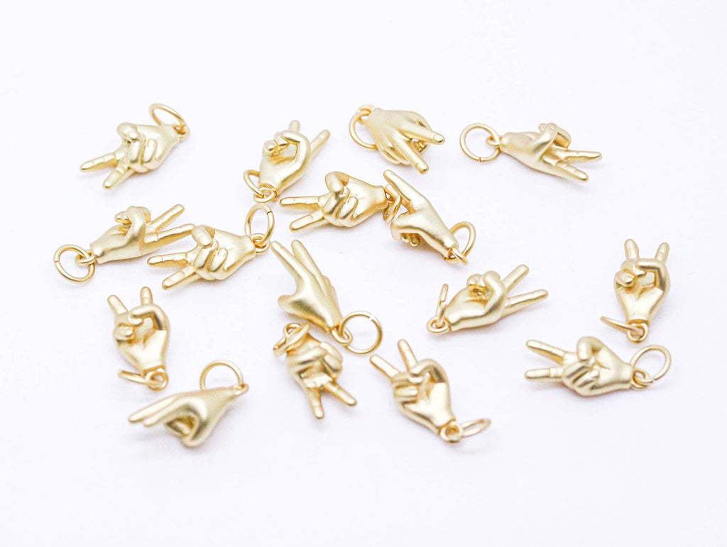 Matte Gold & Silver Peace Hand Sign Charm