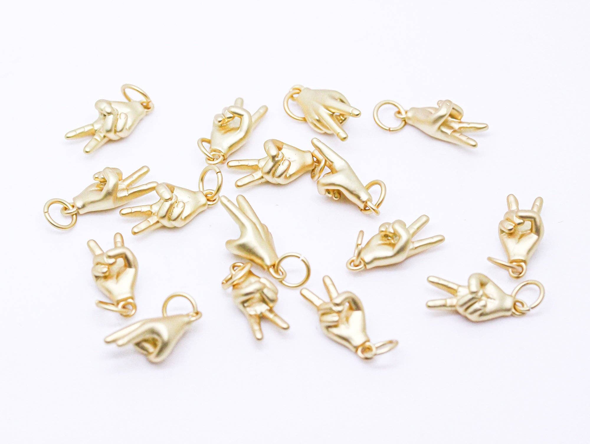 Matte Gold & Silver Peace Hand Sign Charm
