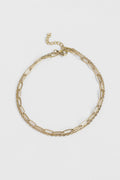 18K Gold PVD Double Chain Loop & Paperclip Anklet