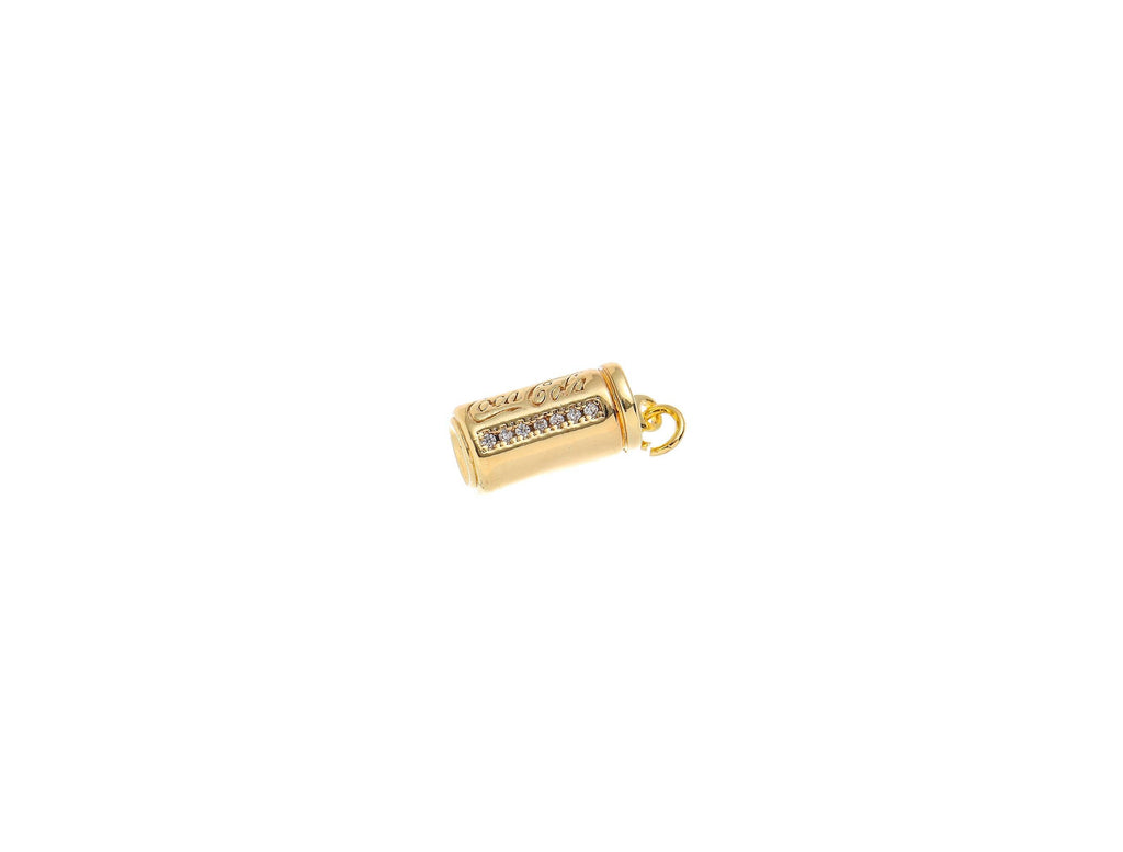18k Gold Mini Cola Soda CZ Dangle Charm Pendant