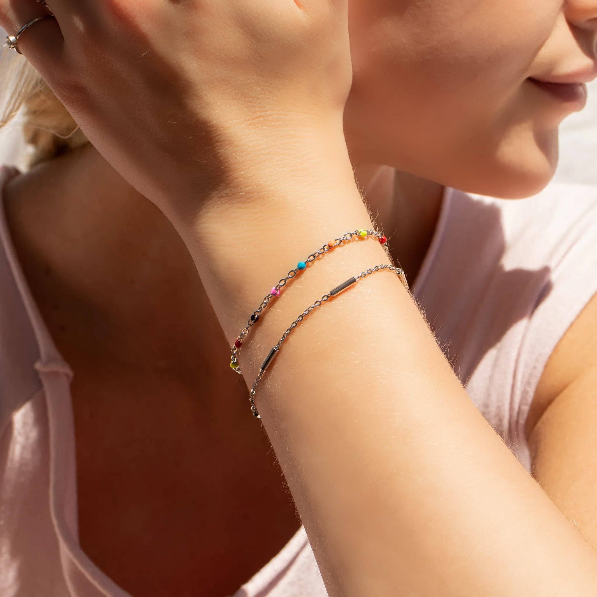 18K Gold PVD Stainless Steel Multicolor Confetti Bracelet