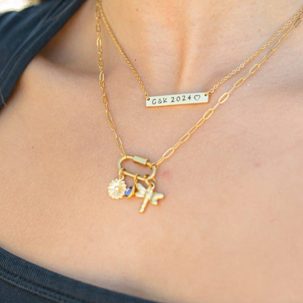 18K Gold PVD Teardrop Birthstone Charm