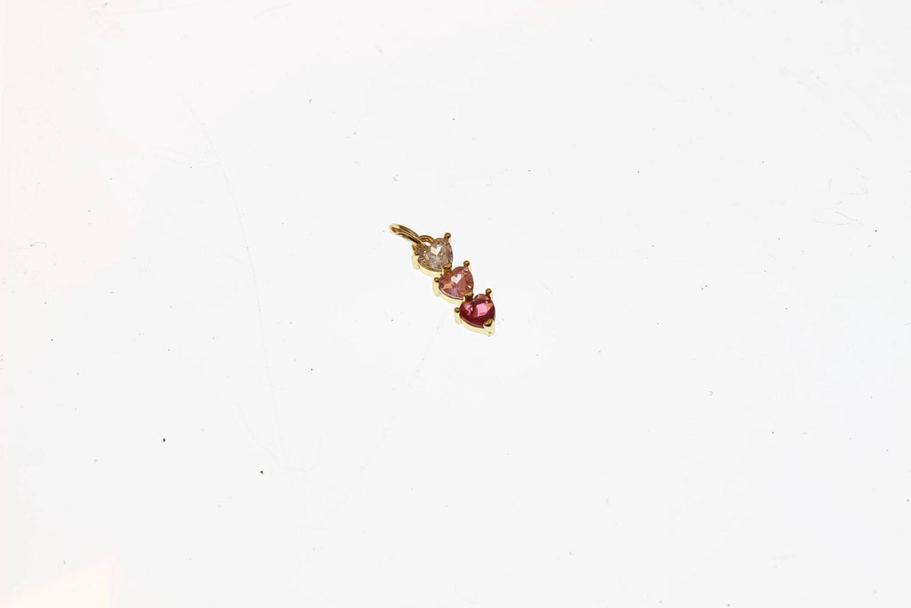 Multi Color 3 Stone CZ Heart Charm | Assorted Colors