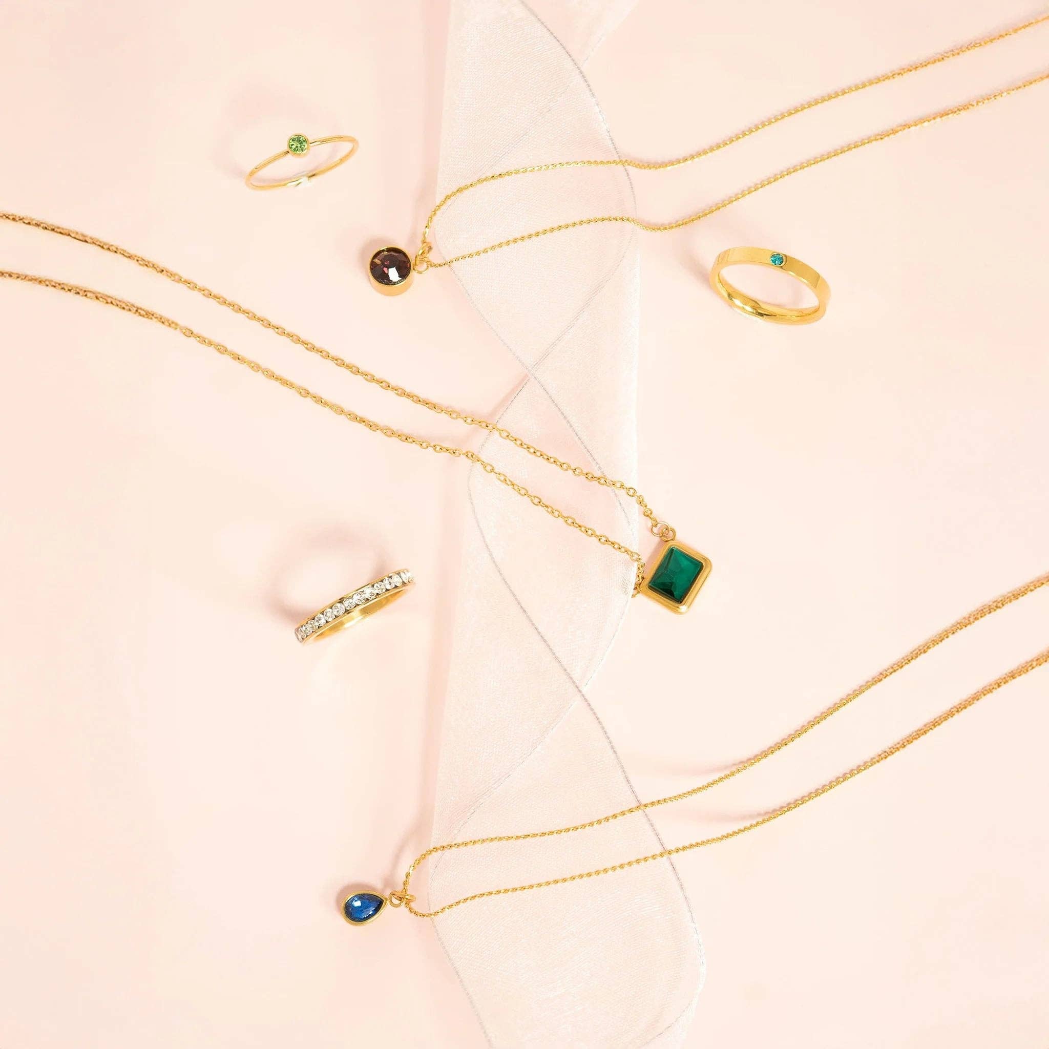18K Gold PVD Teardrop Birthstone Charm