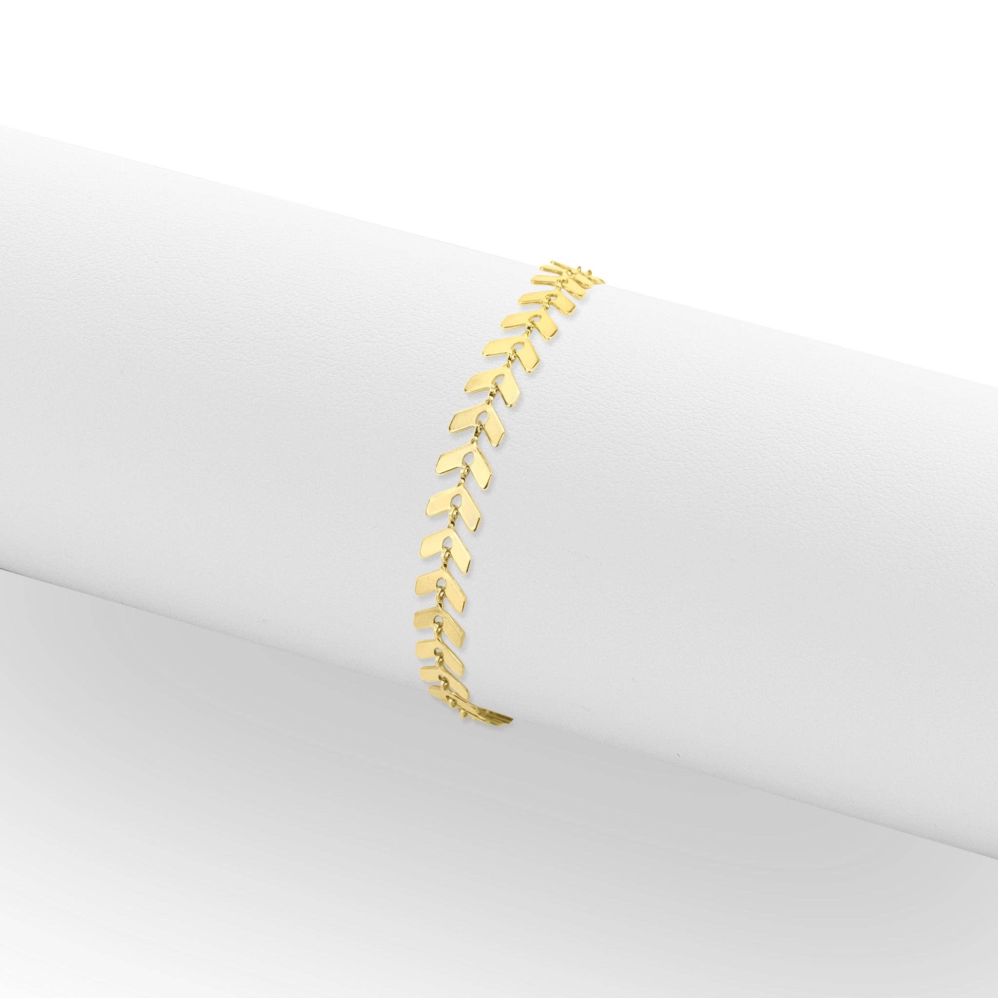 Stainless Steel Gold Chevron Chain Bracelet