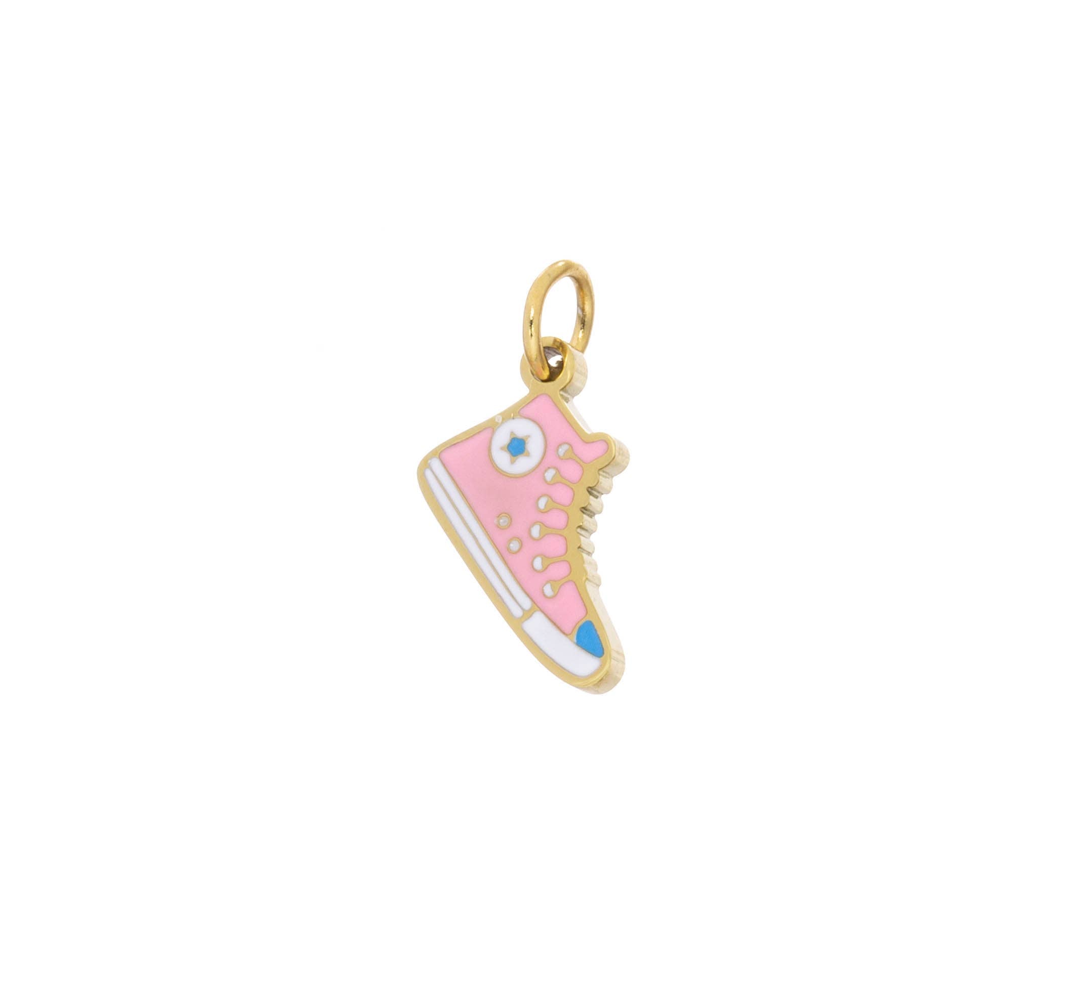 Gold Pink Sneaker Shoe Charm