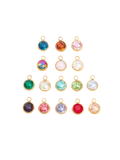 Gold Round Glass Charm | Assorted Colors | 18K Gold Plated
