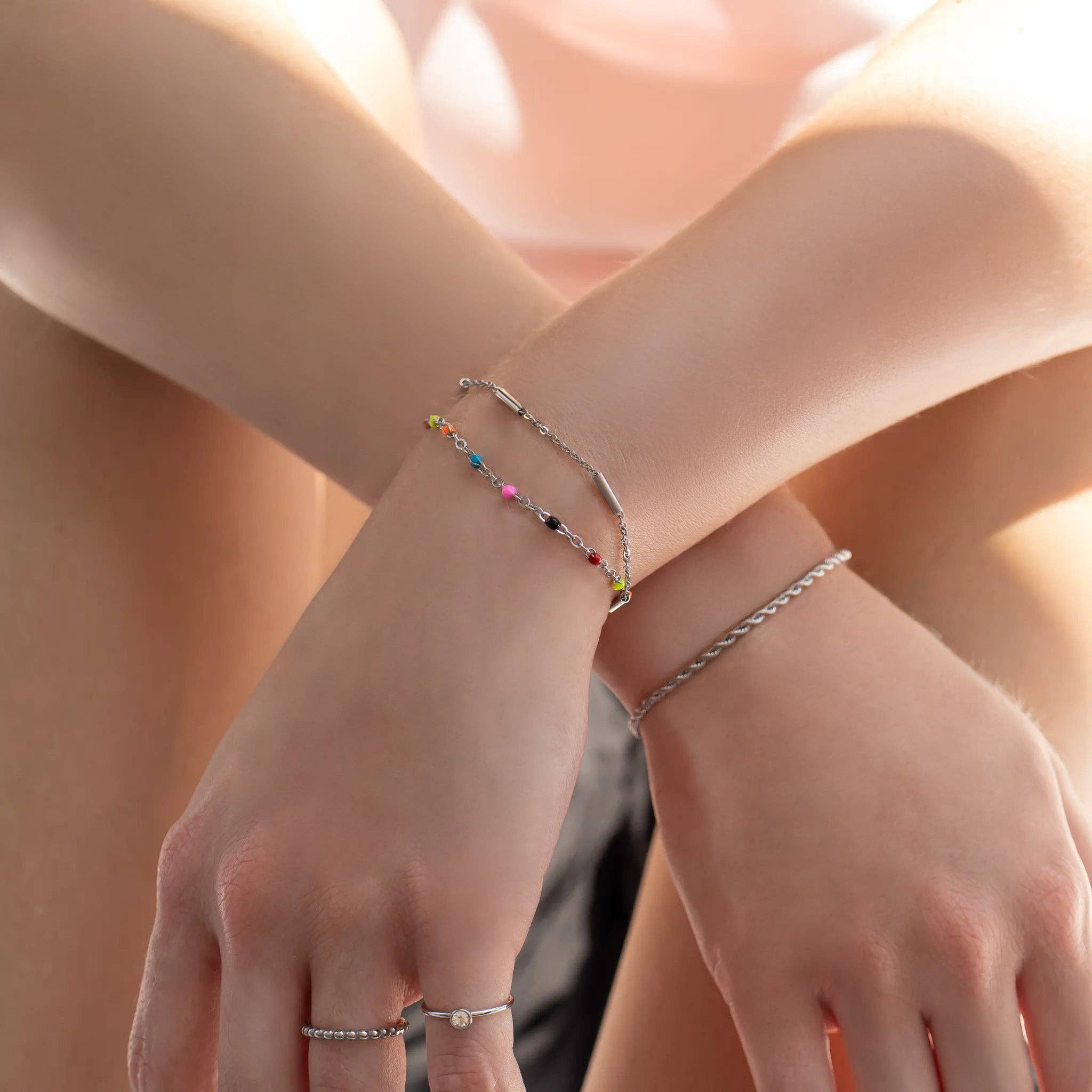 18K Gold PVD Stainless Steel Multicolor Confetti Bracelet