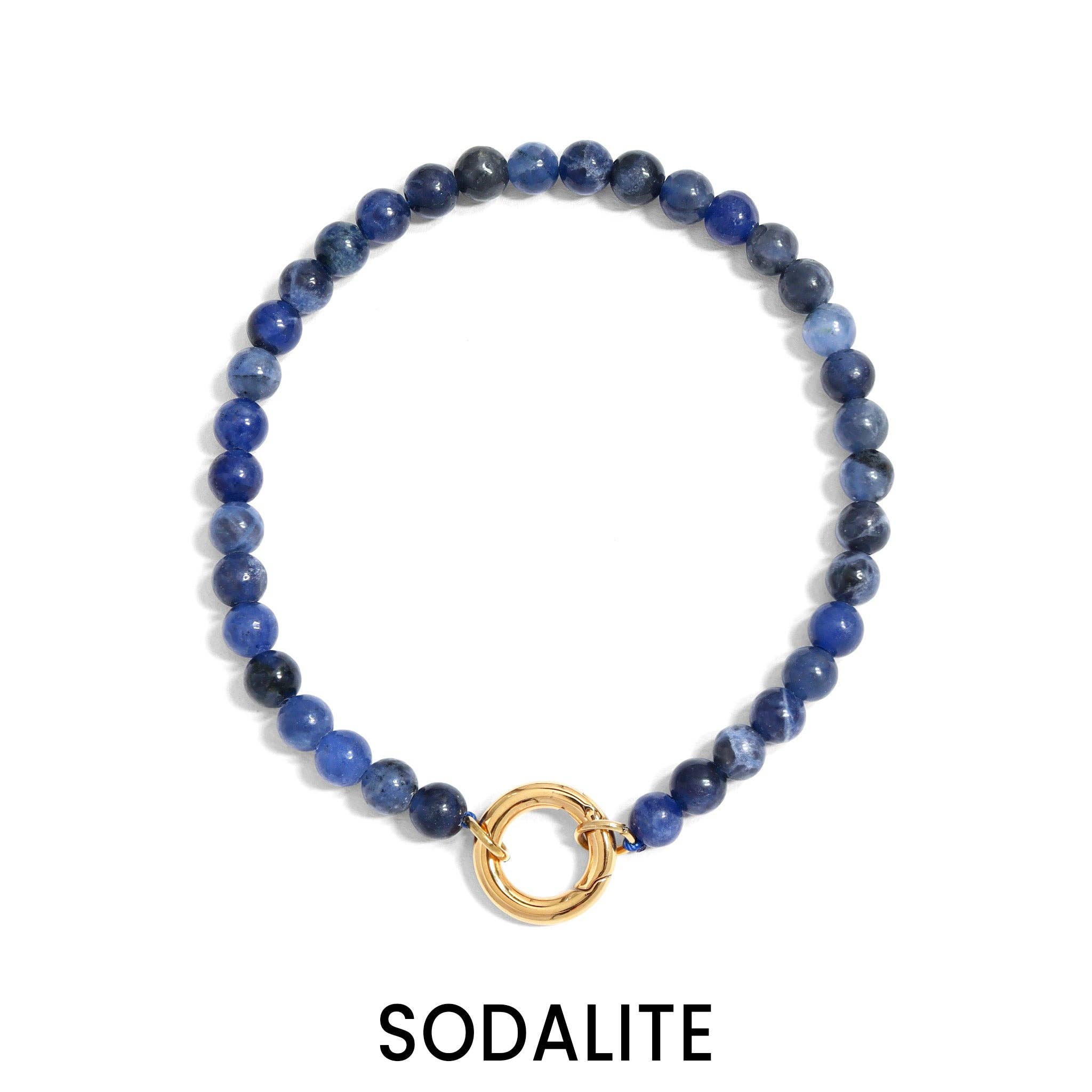 18K Gold PVD Stainless Steel Semi Precious Natural Stone Charm Keeper Bracelet