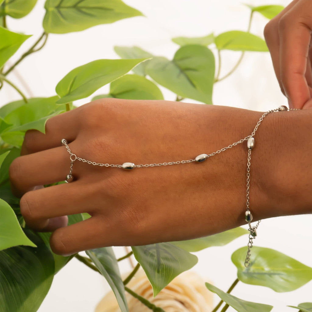 18K Gold PVD Stainless Steel Statement Bead Hand Chain