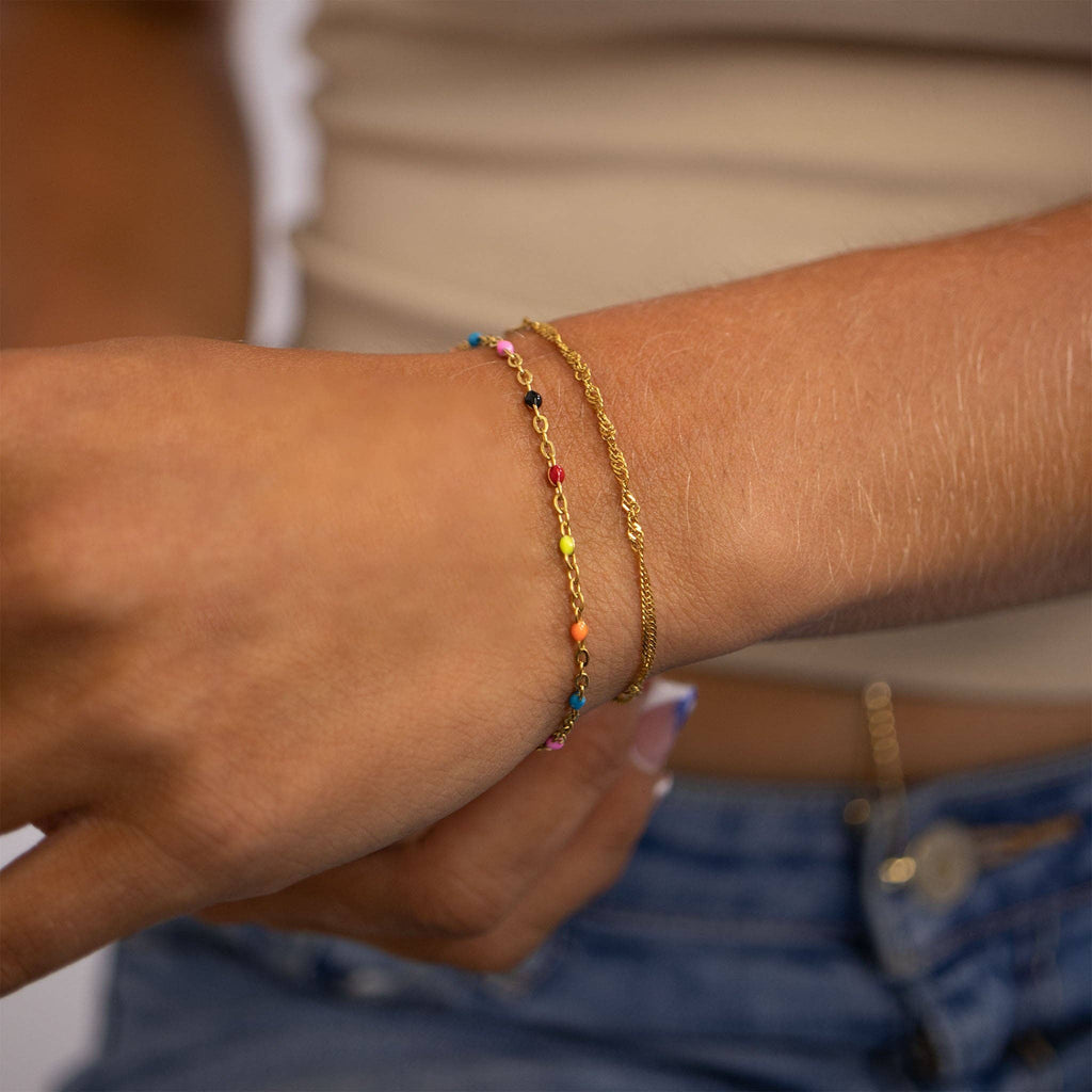 18K Gold PVD Stainless Steel Multicolor Confetti Bracelet