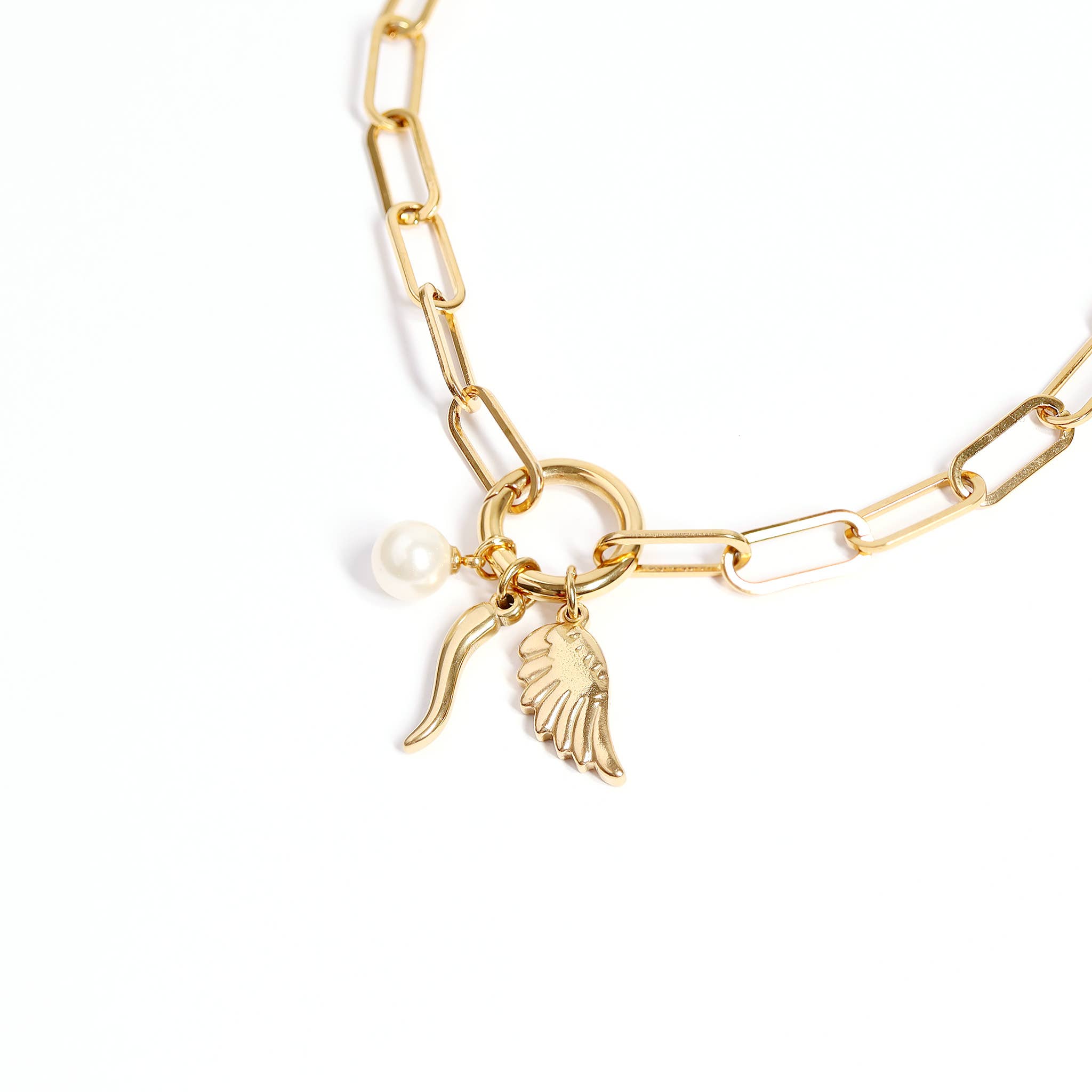 18K Gold PVD Stainless Steel Small Angel Wing Charm