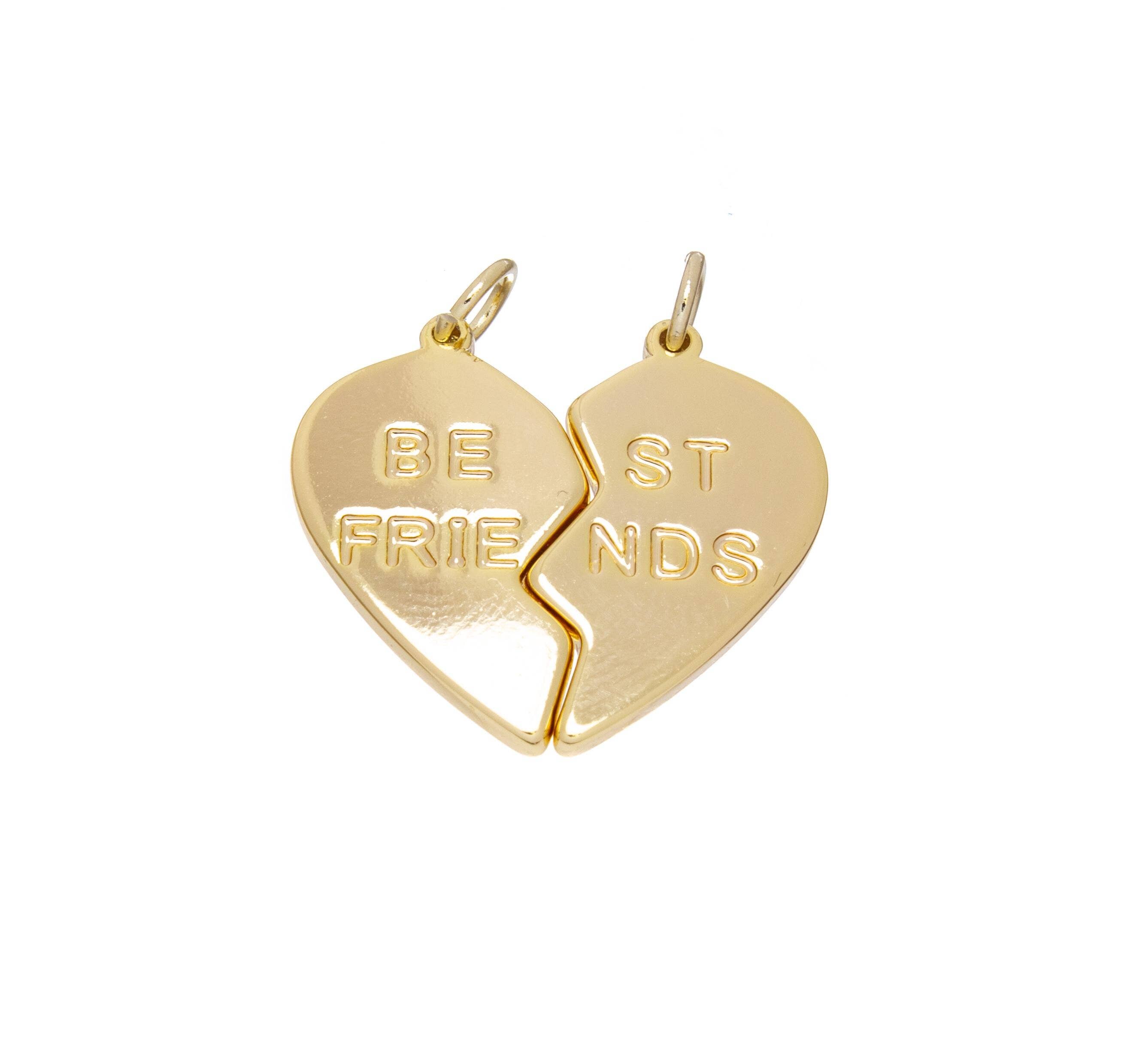 Best Friends Split Heart Charm Set - Gold BFF Charms